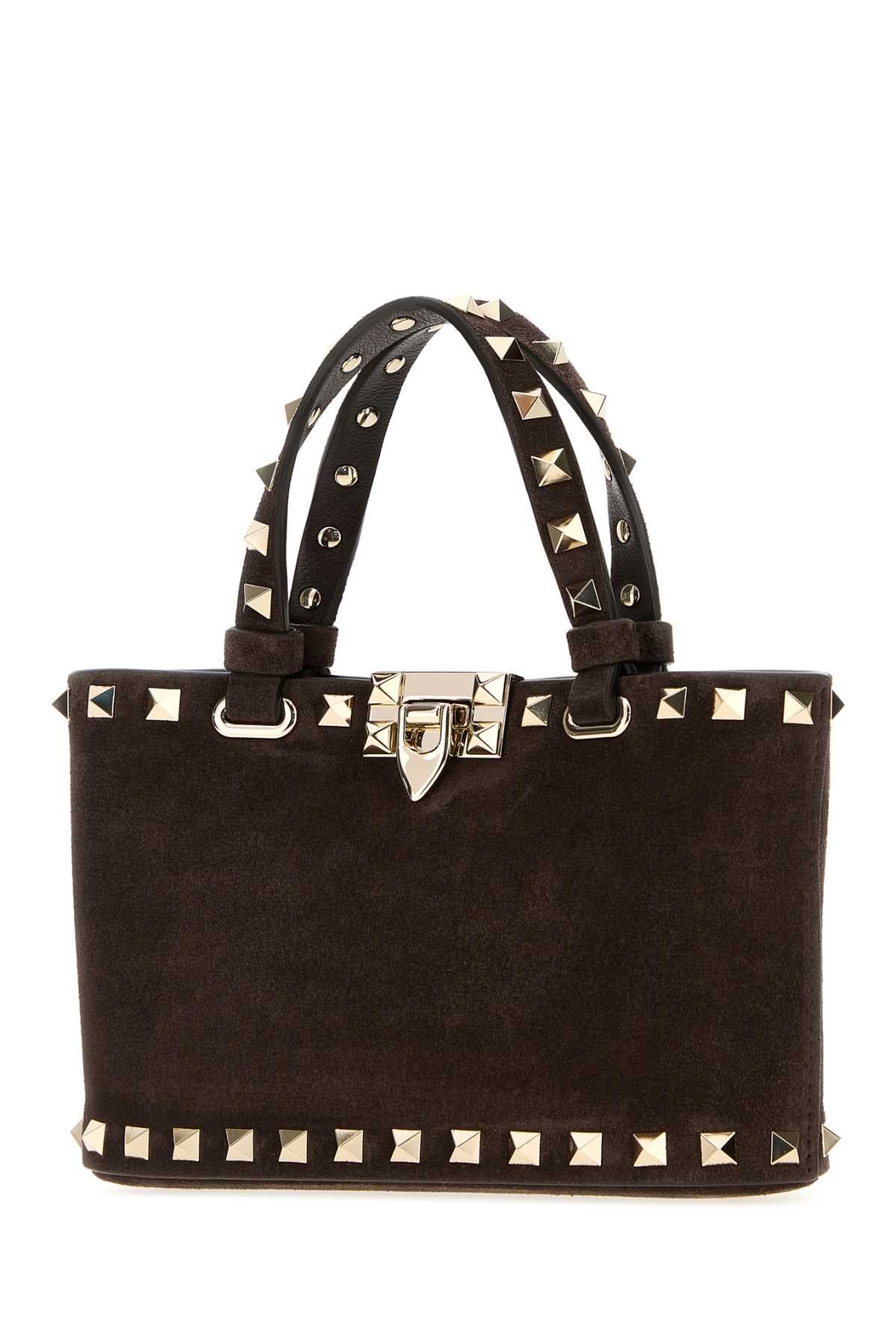 Valentino Garavani Women Brown Suede Rockstud Handbag VALENTINO GARAVANI