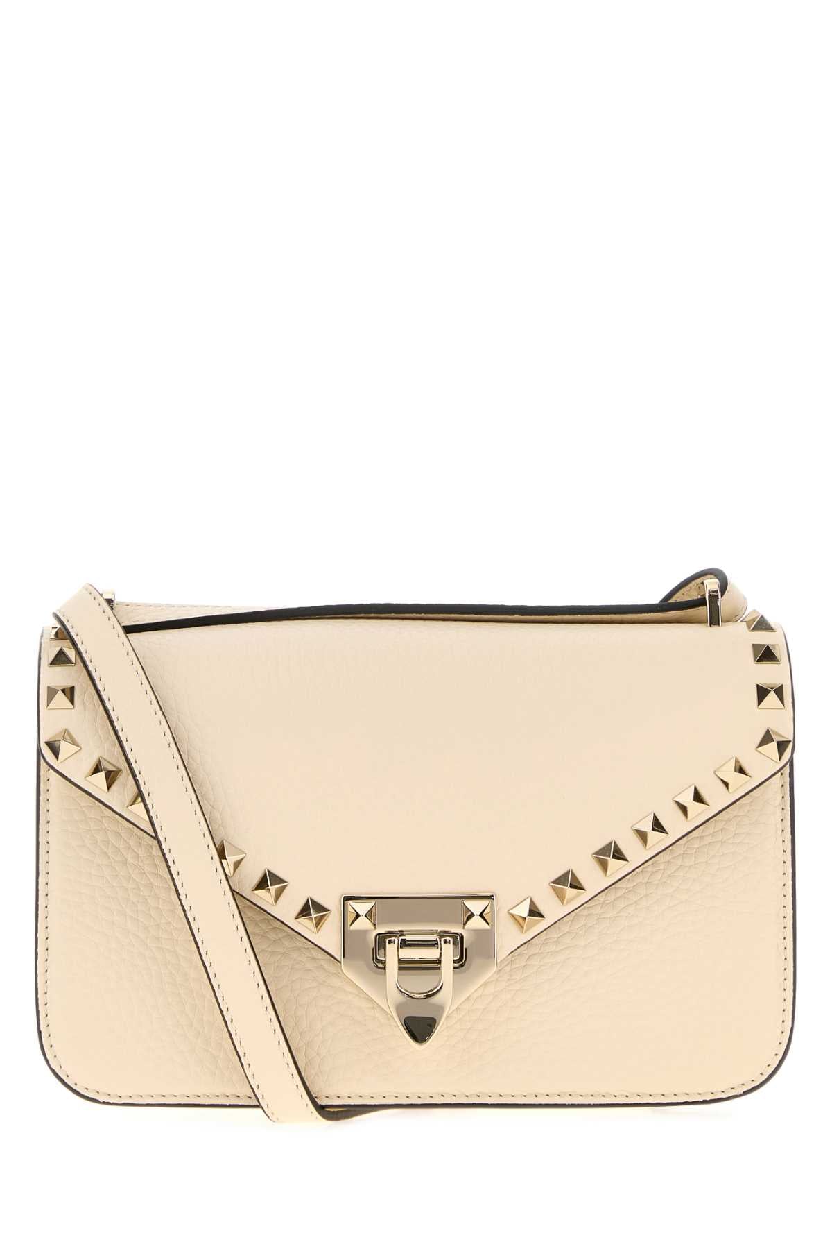 Valentino Garavani Women Ivory Leather Rockstud Crossbody Bag VALENTINO GARAVANI
