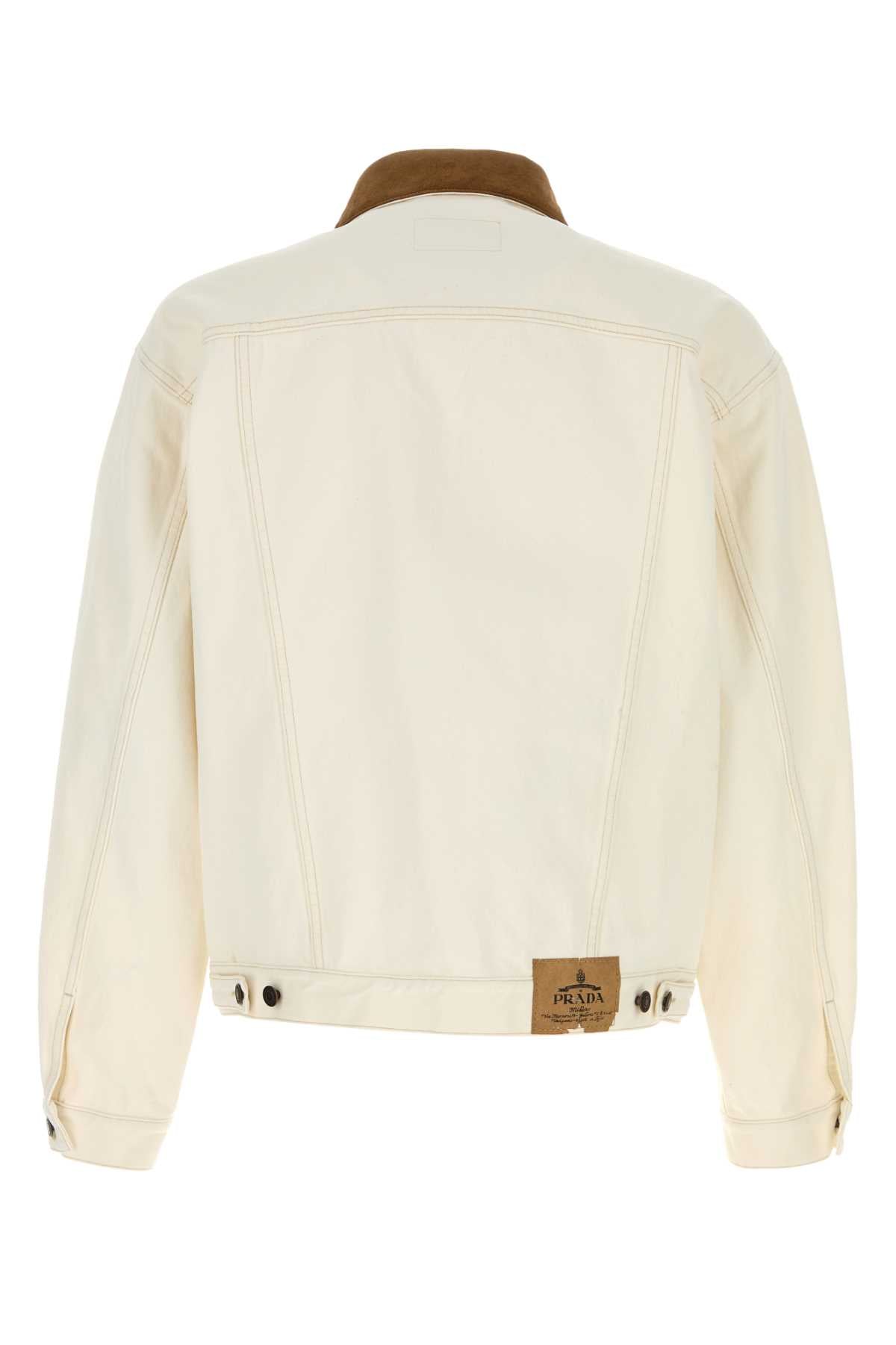 Prada Men Ivory Denim Jacket PRADA