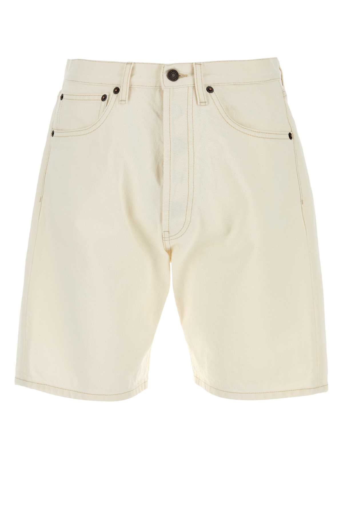 Prada Men Ivory Denim Bermuda Shorts PRADA