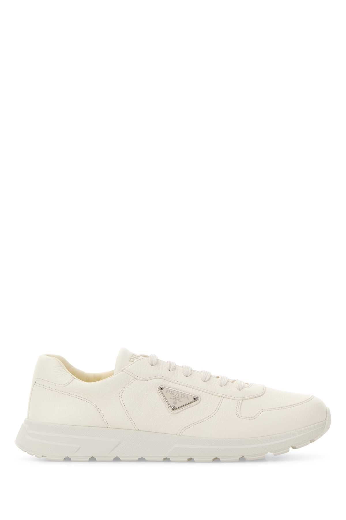 Prada Men White Leather Prax 2.0 Sneakers PRADA