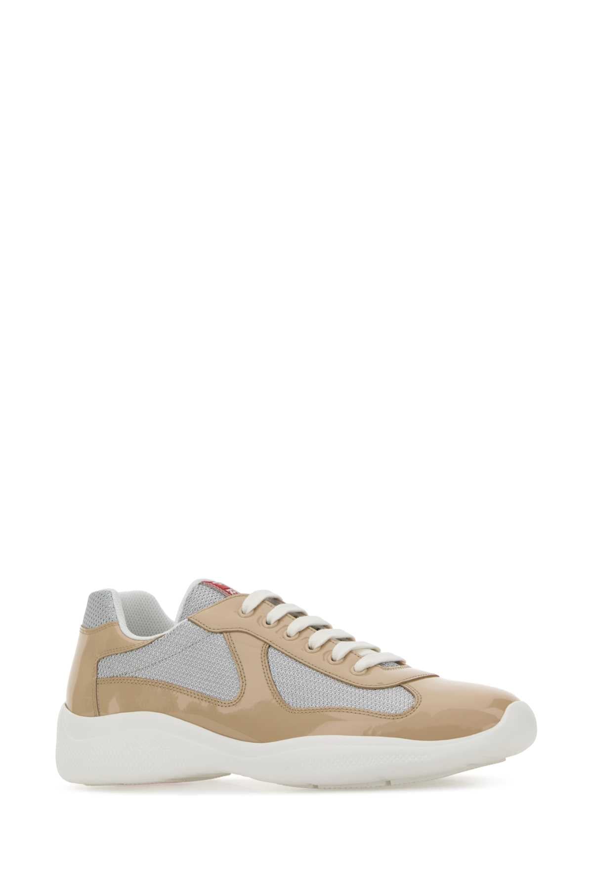Prada Men Two-Tone Leather And Fabric Prada America S Cup Sneakers PRADA