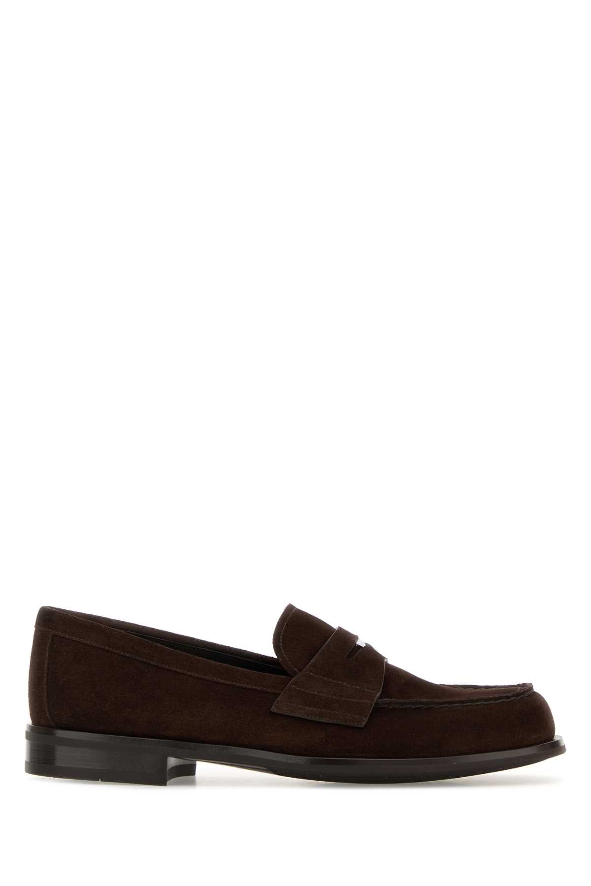 Prada Men Dark Brown Suede Loafers PRADA