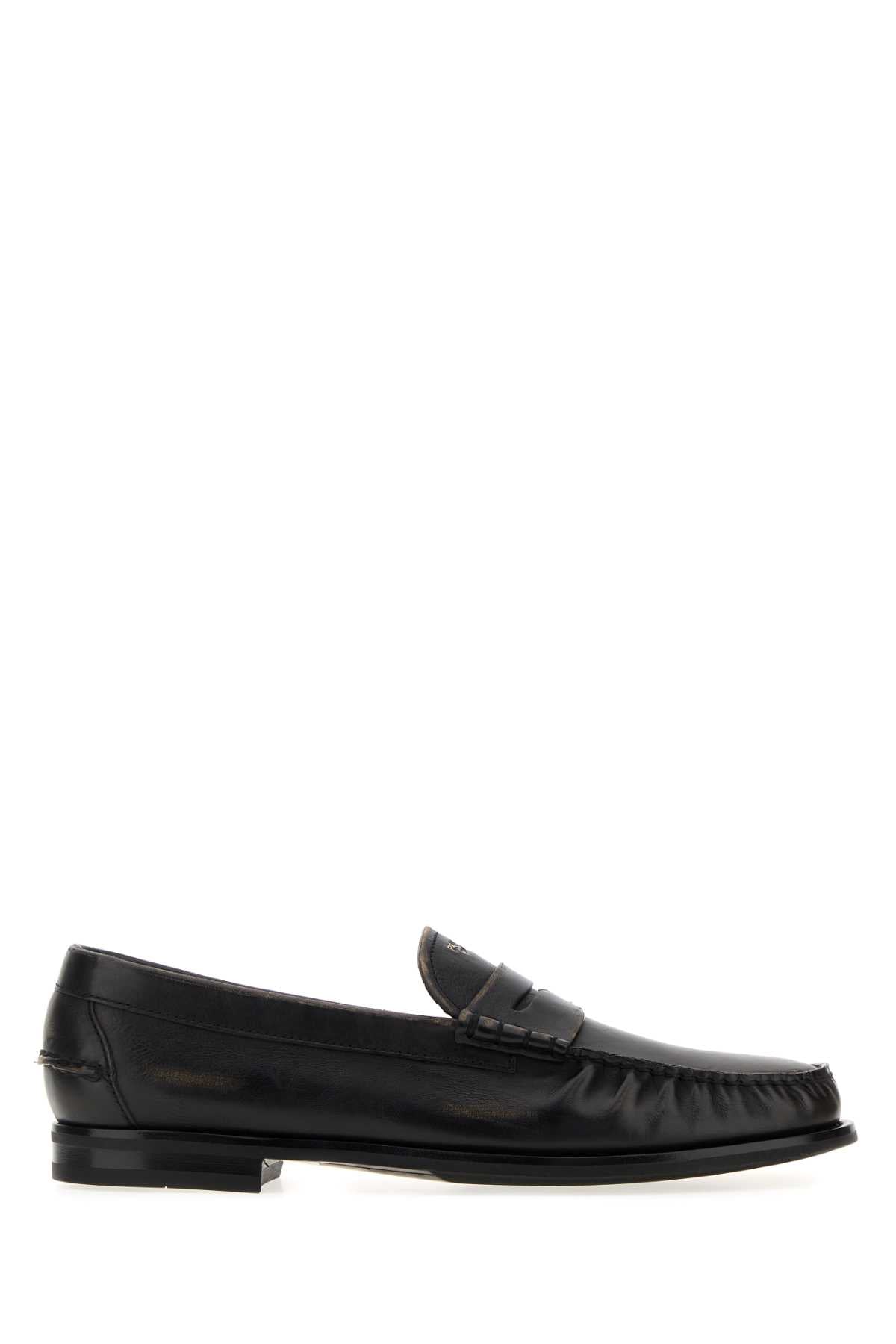 Prada Men Black Leather Loafers PRADA