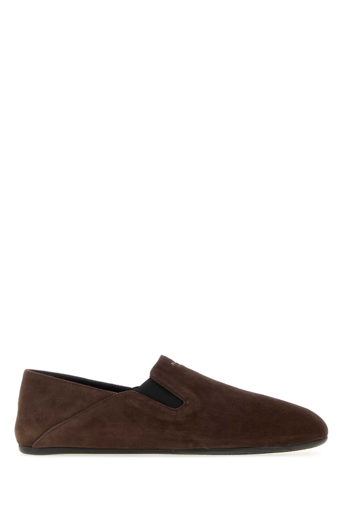 Prada Men Chocolate Suede Loafers PRADA