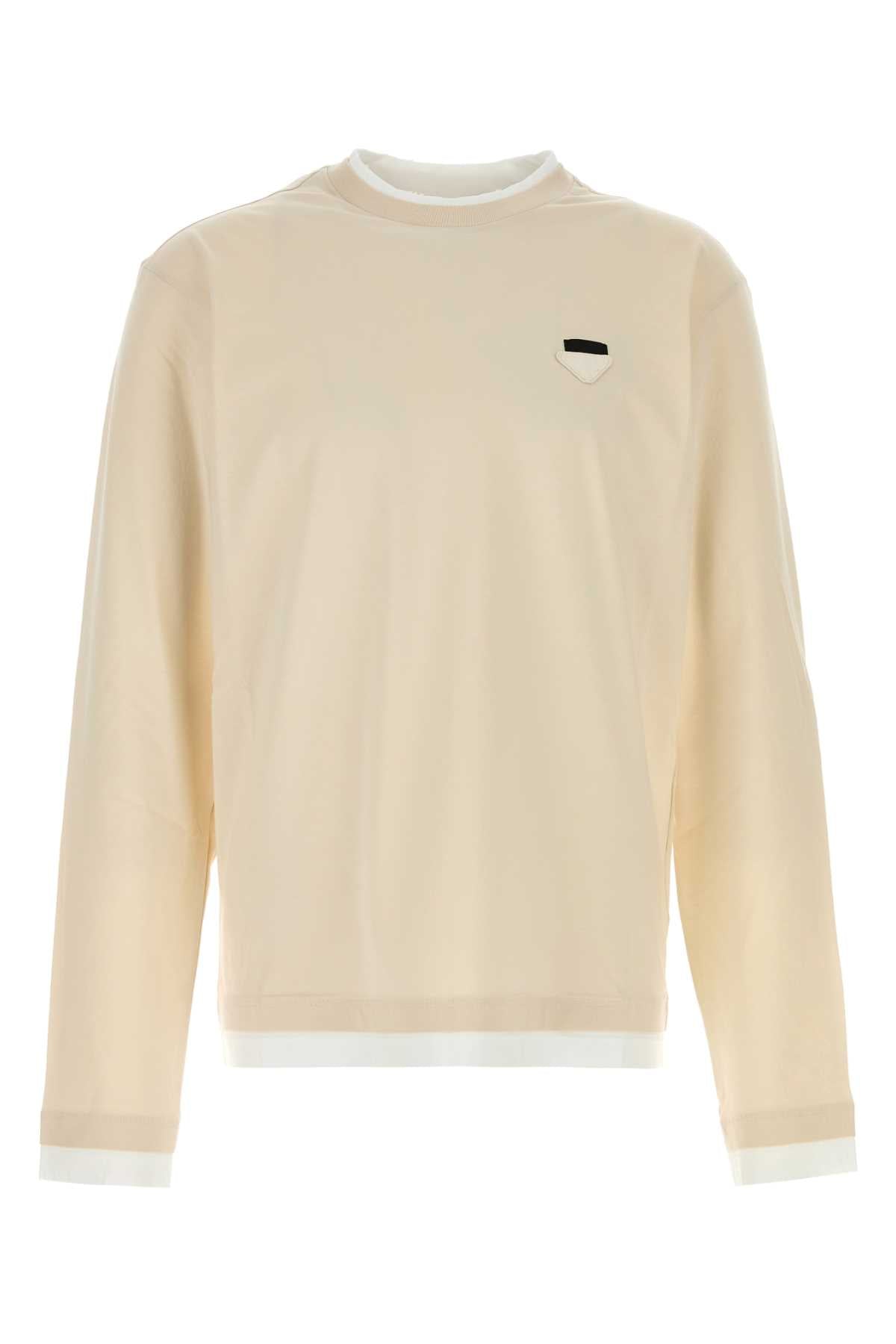 Prada Men Sand Cotton T-Shirt