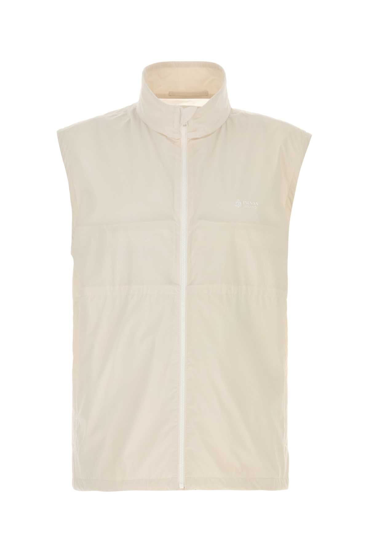 Prada Men Ivory Stretch Nylon Vest PRADA