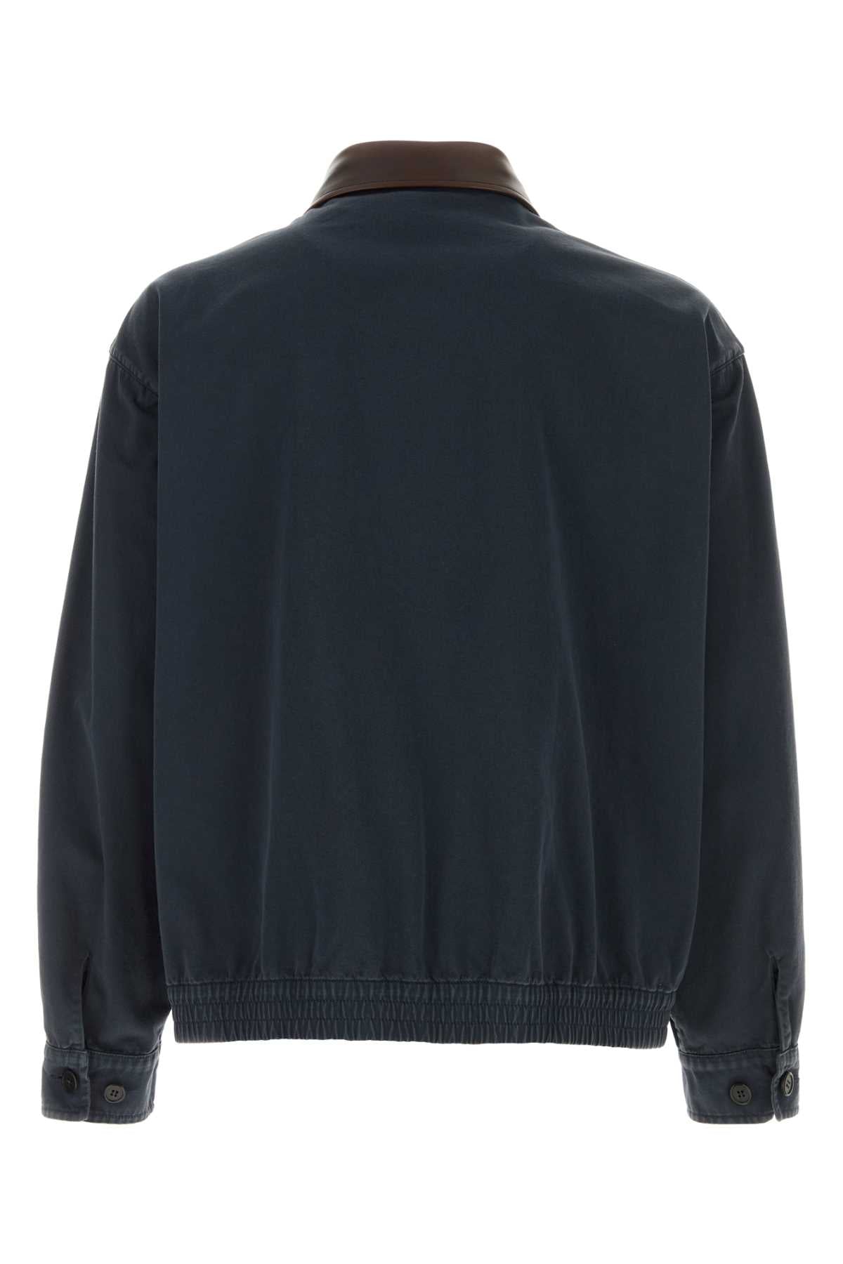 Prada Men Navy Blue Cotton Jacket PRADA