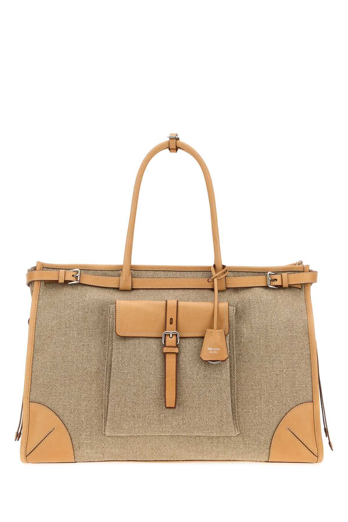 Prada Men Cappuccino Canvas Prada Bonnie Shopping Bag