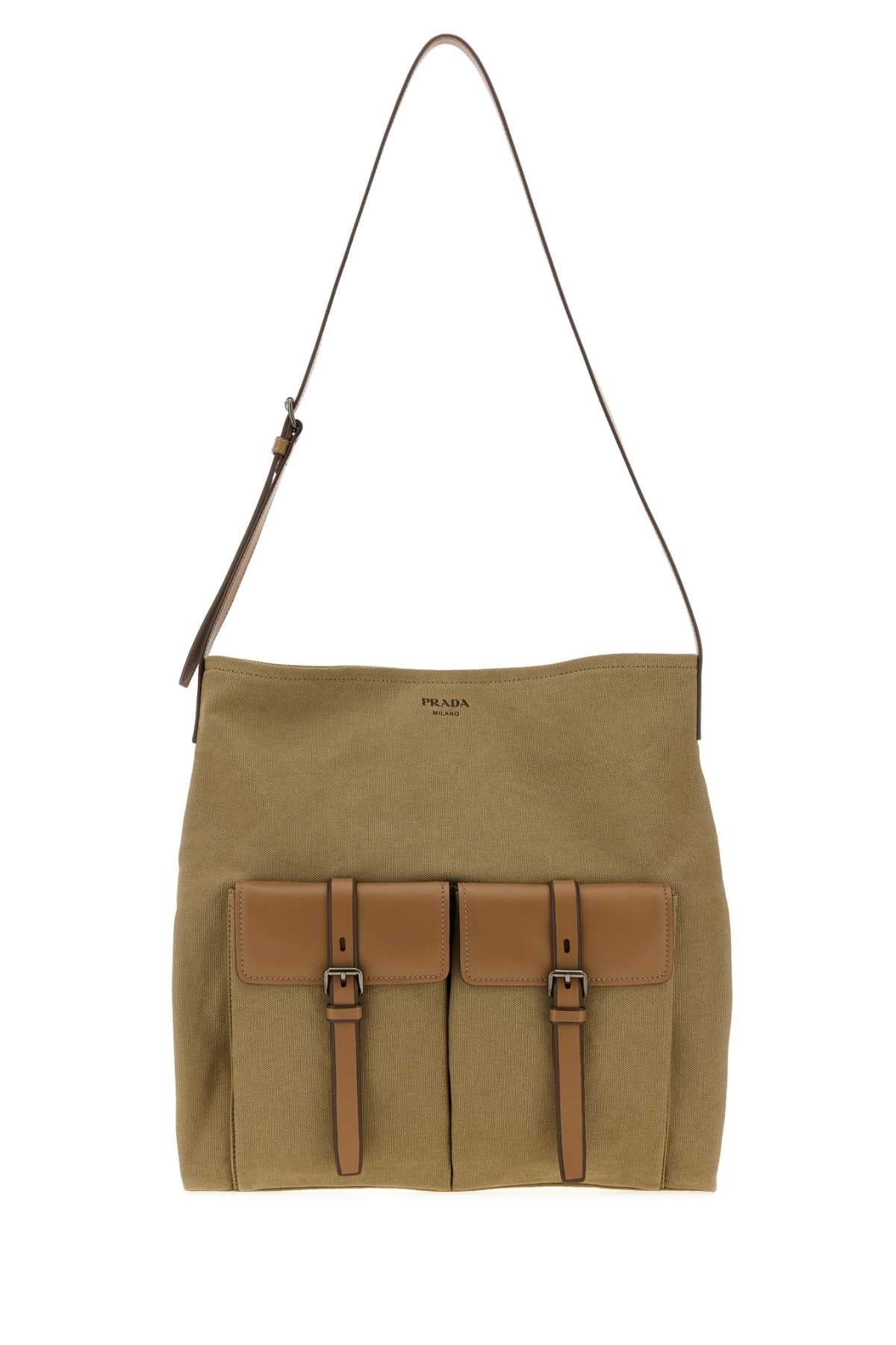 Prada Men Khaki Canvas Prada Route Shopping Bag PRADA