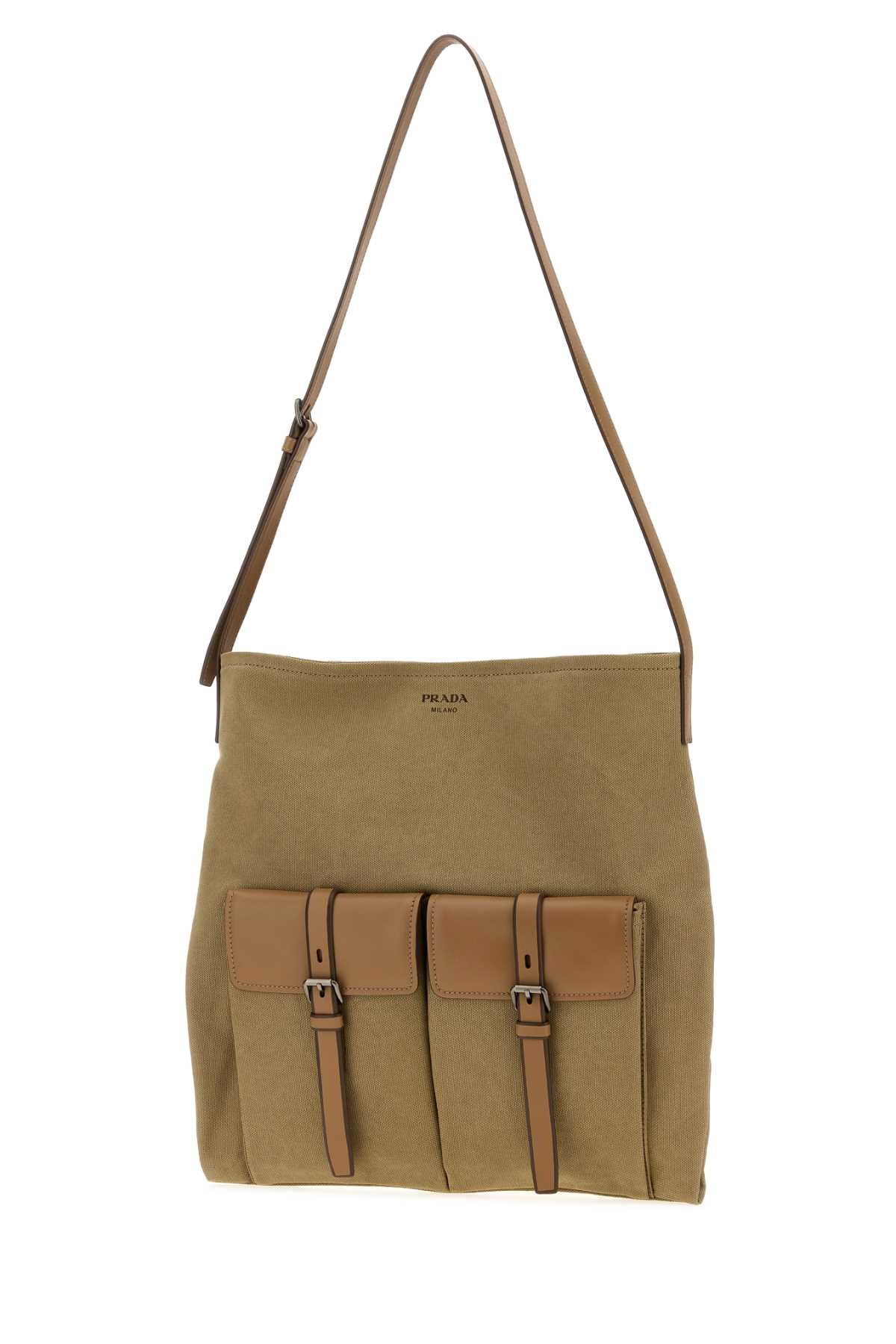 Prada Men Khaki Canvas Prada Route Shopping Bag PRADA