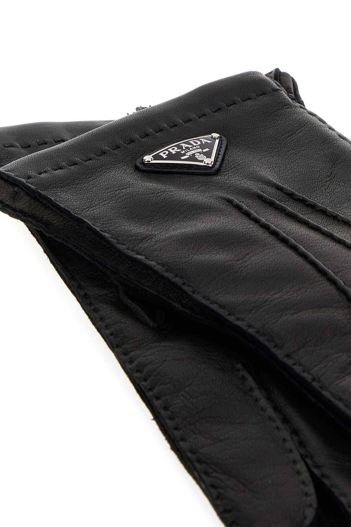 Prada Men Black Nappa Leather Gloves PRADA