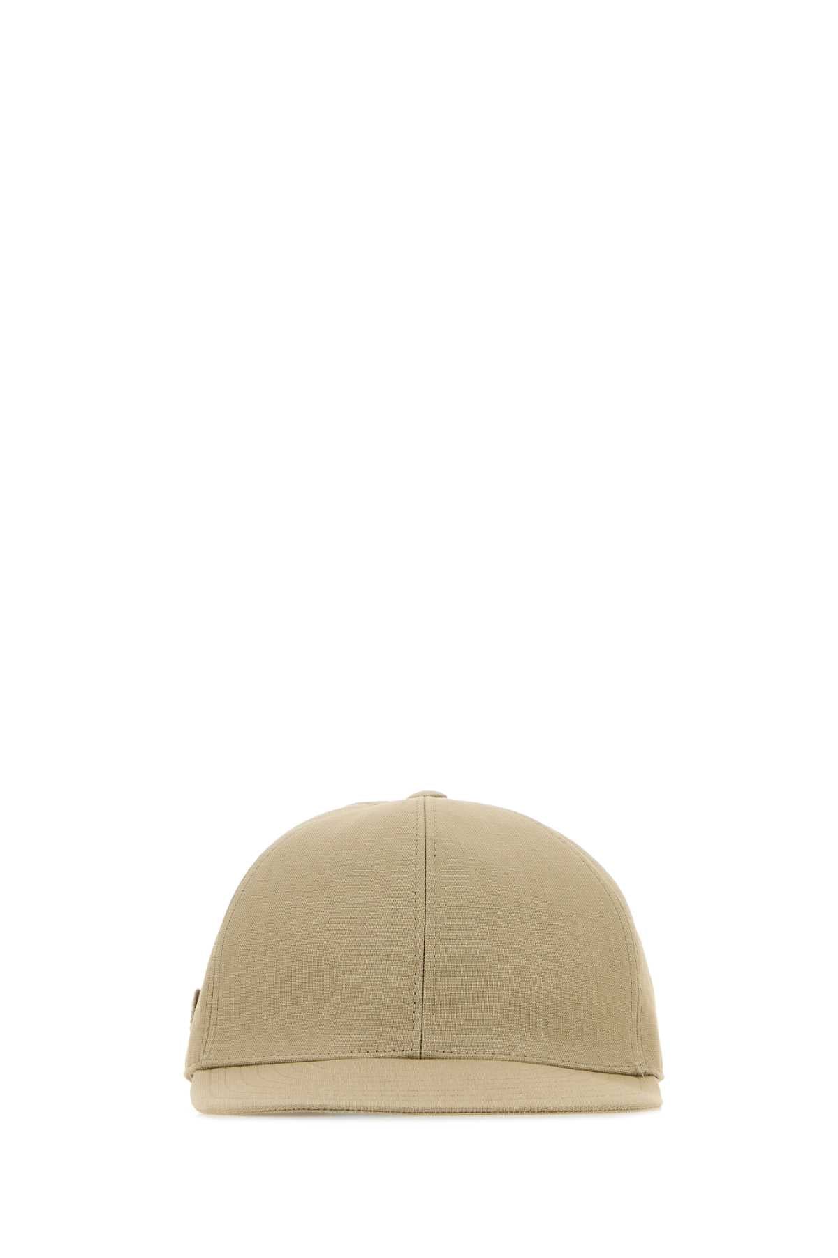 Prada Men Sand Linen Baseball Cap PRADA