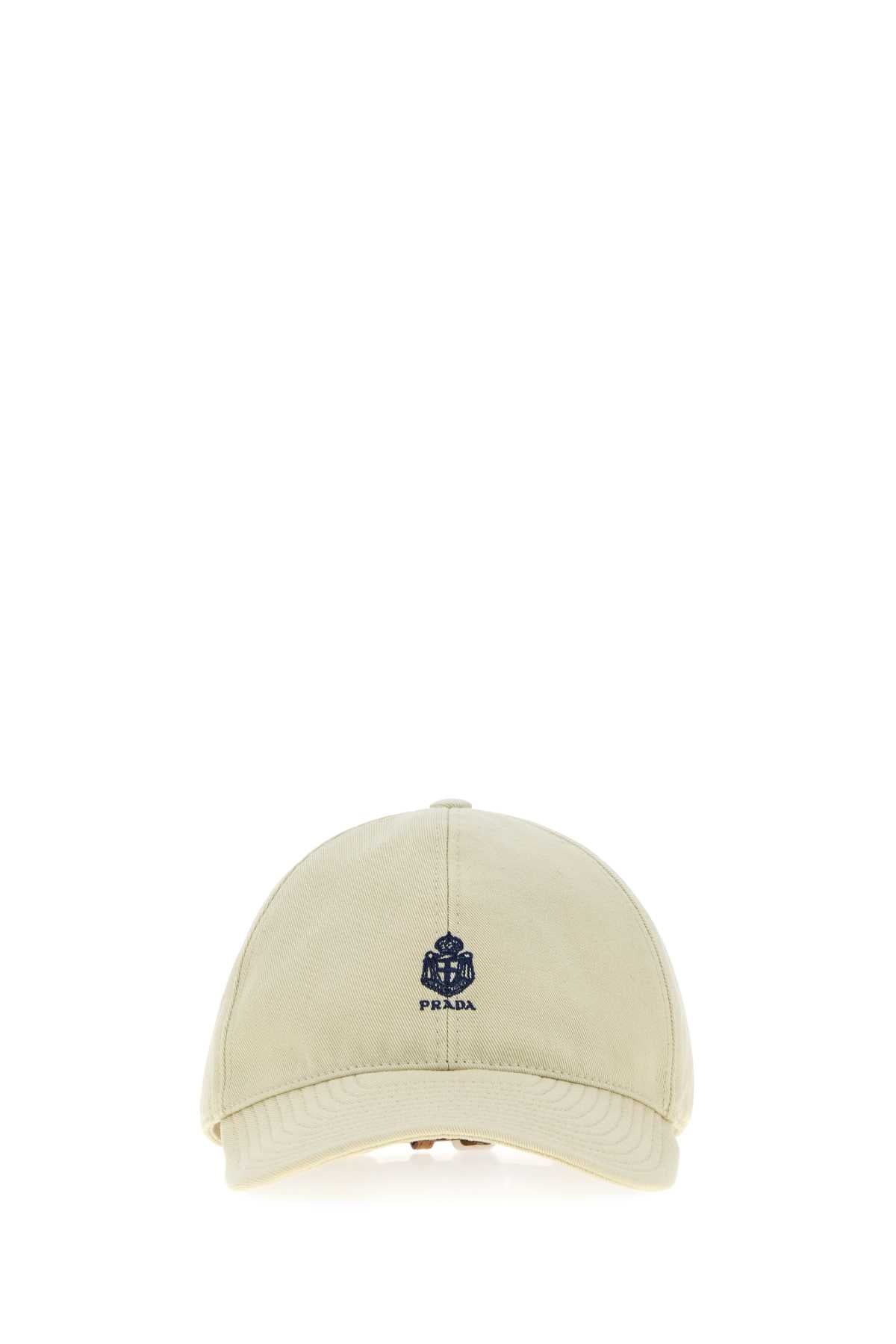 Prada Men Sand Cotton Baseball Cap PRADA