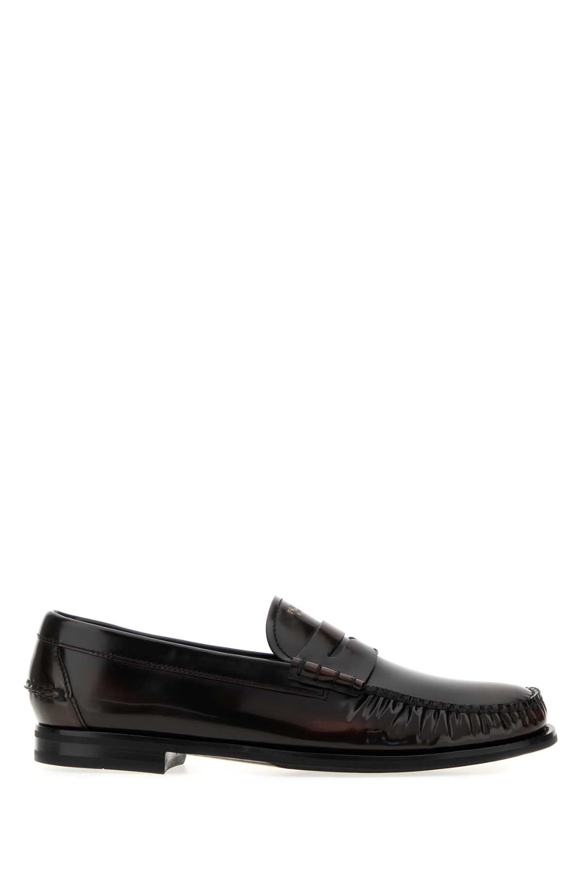 Prada Men Dark Brown Leather Loafers PRADA