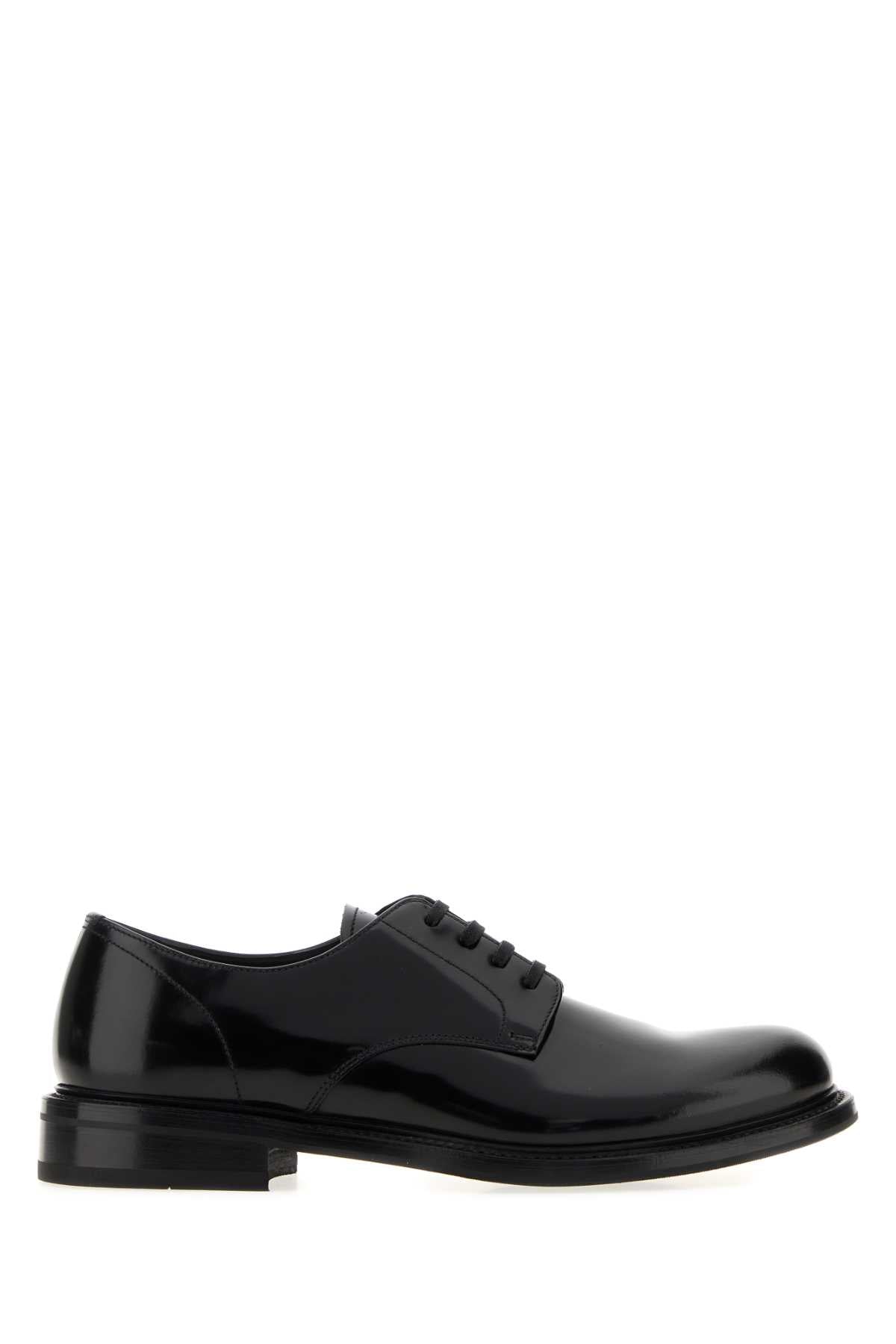 Prada Men Black Leather Lace-Up Shoes PRADA