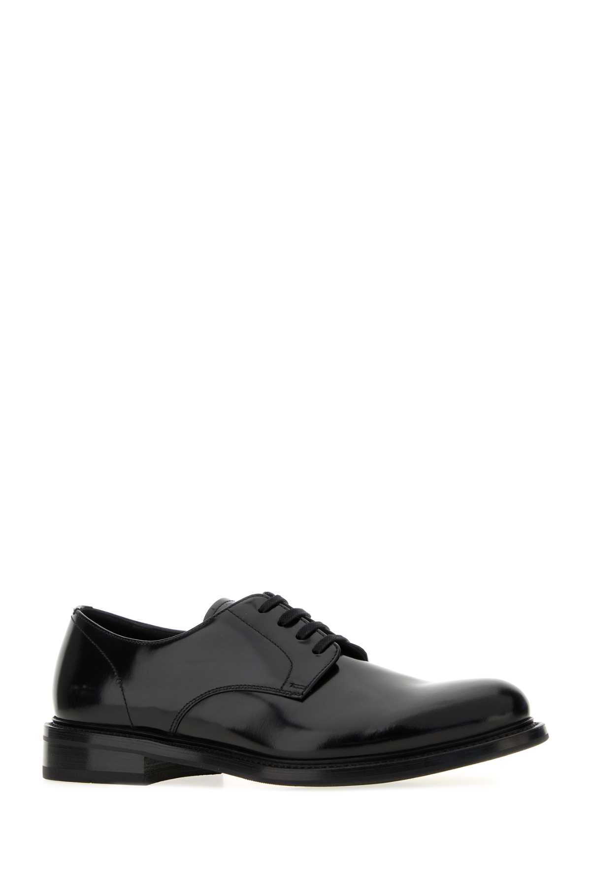 Prada Men Black Leather Lace-Up Shoes PRADA