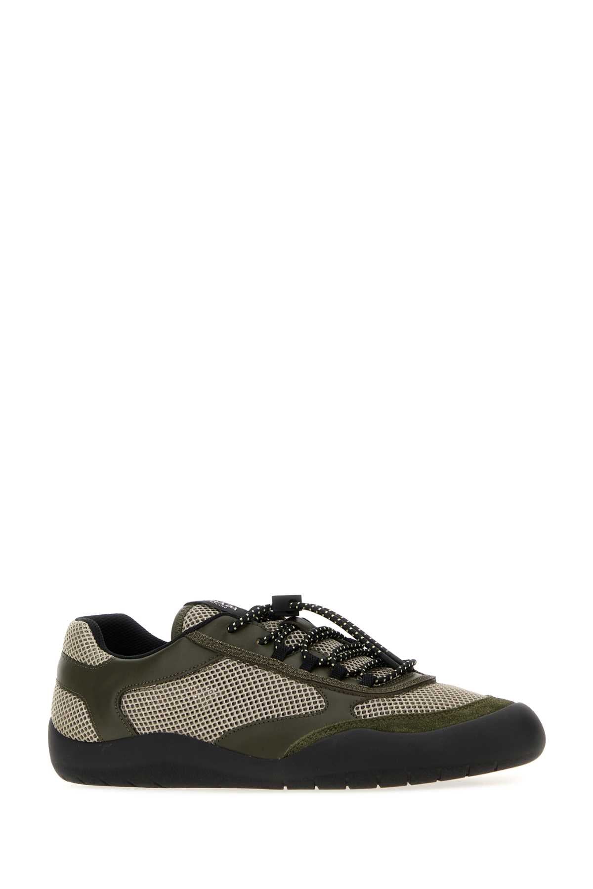 Prada Men Multicolor Leather And Mesh Speedrock Sneakers PRADA