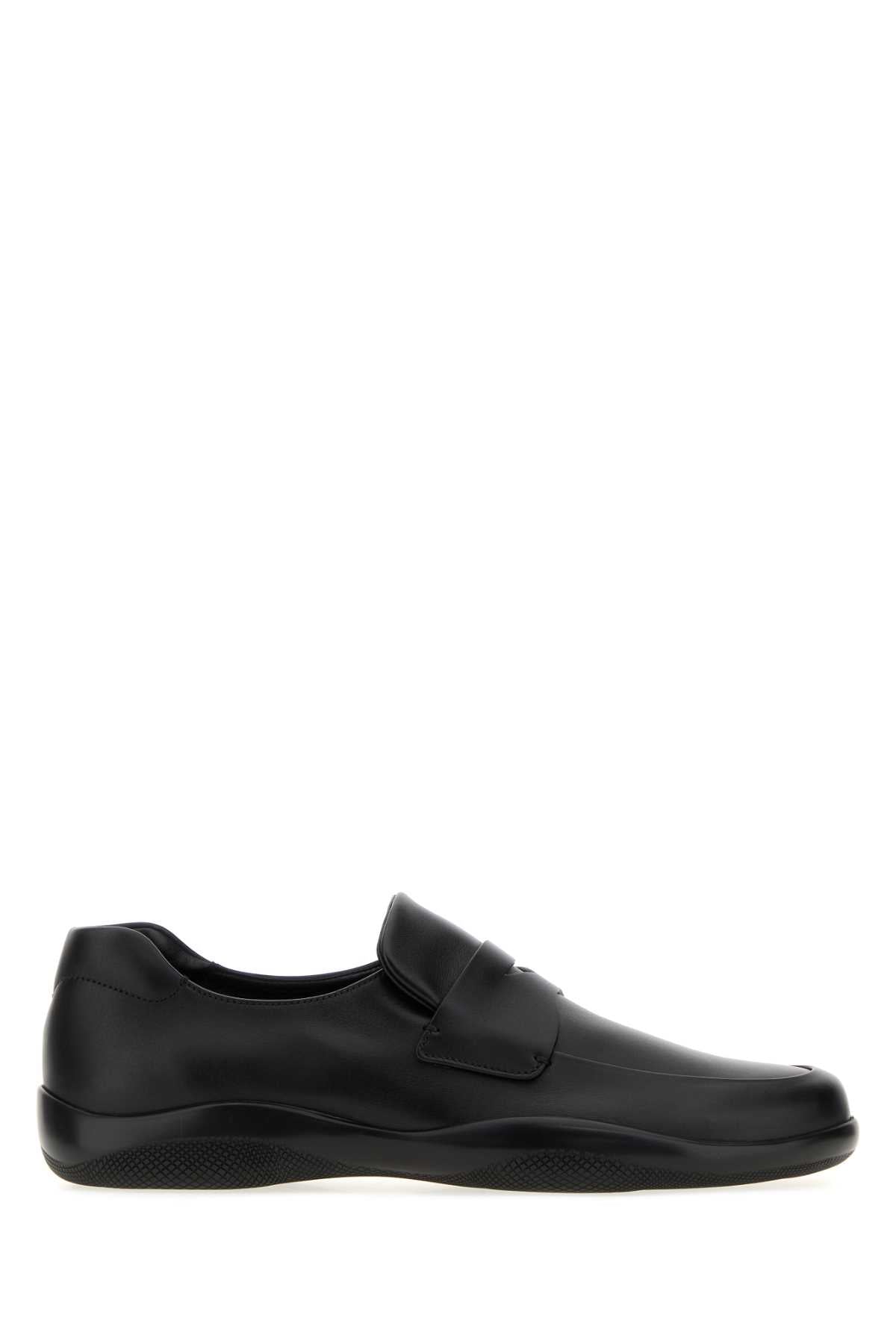 Prada Men Black Leather Toblach Loafers PRADA