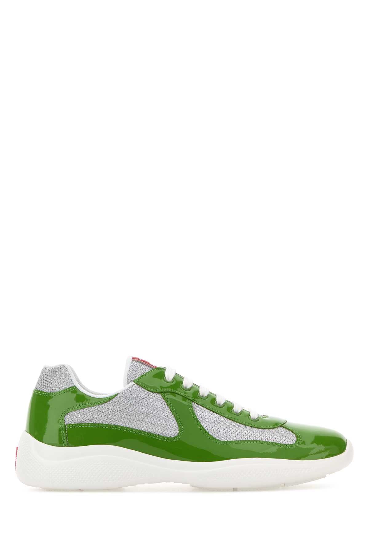 Prada Men Two-Tone Leather And Fabric Prada America S Cup Sneakers PRADA