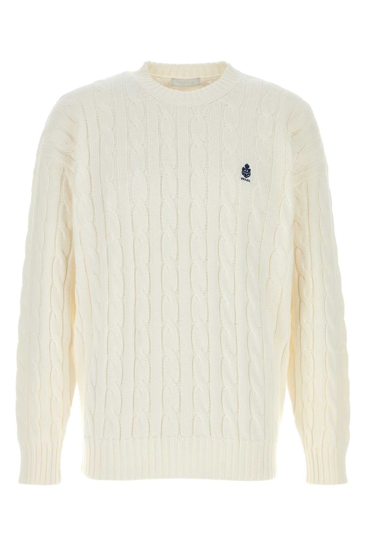 Prada Men White Cotton Sweater PRADA