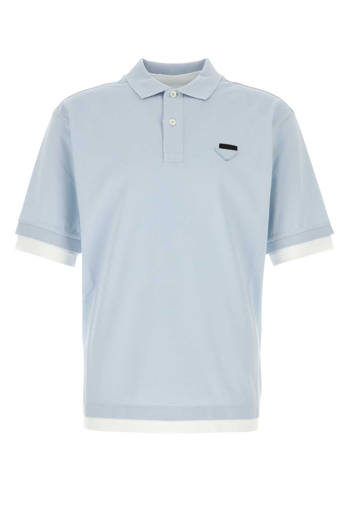 Prada Men Powder Blue Piquet Polo Shirt PRADA