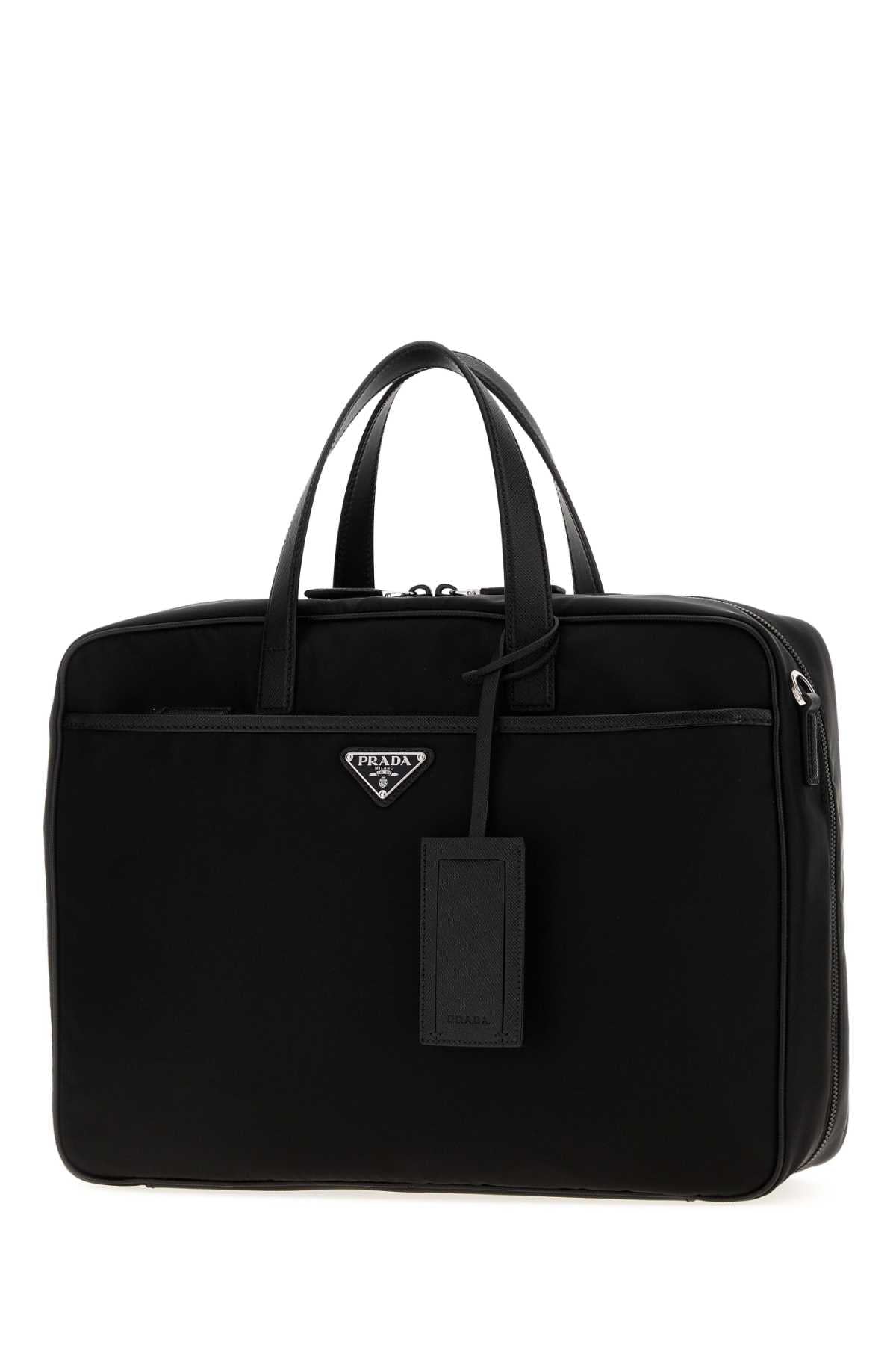 Prada Men Black Canvas Briefcase PRADA
