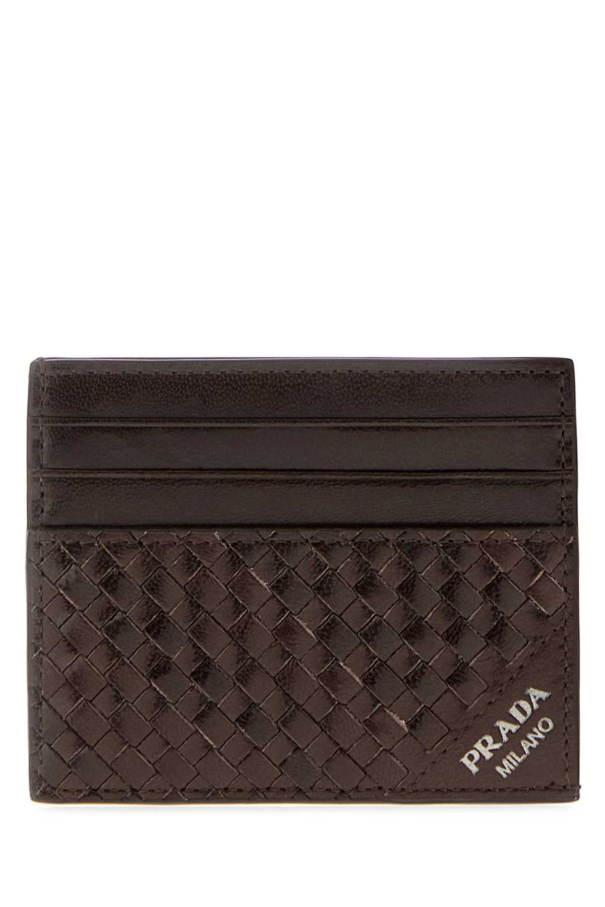 Prada Men Dark Brown Leather Card Holder PRADA