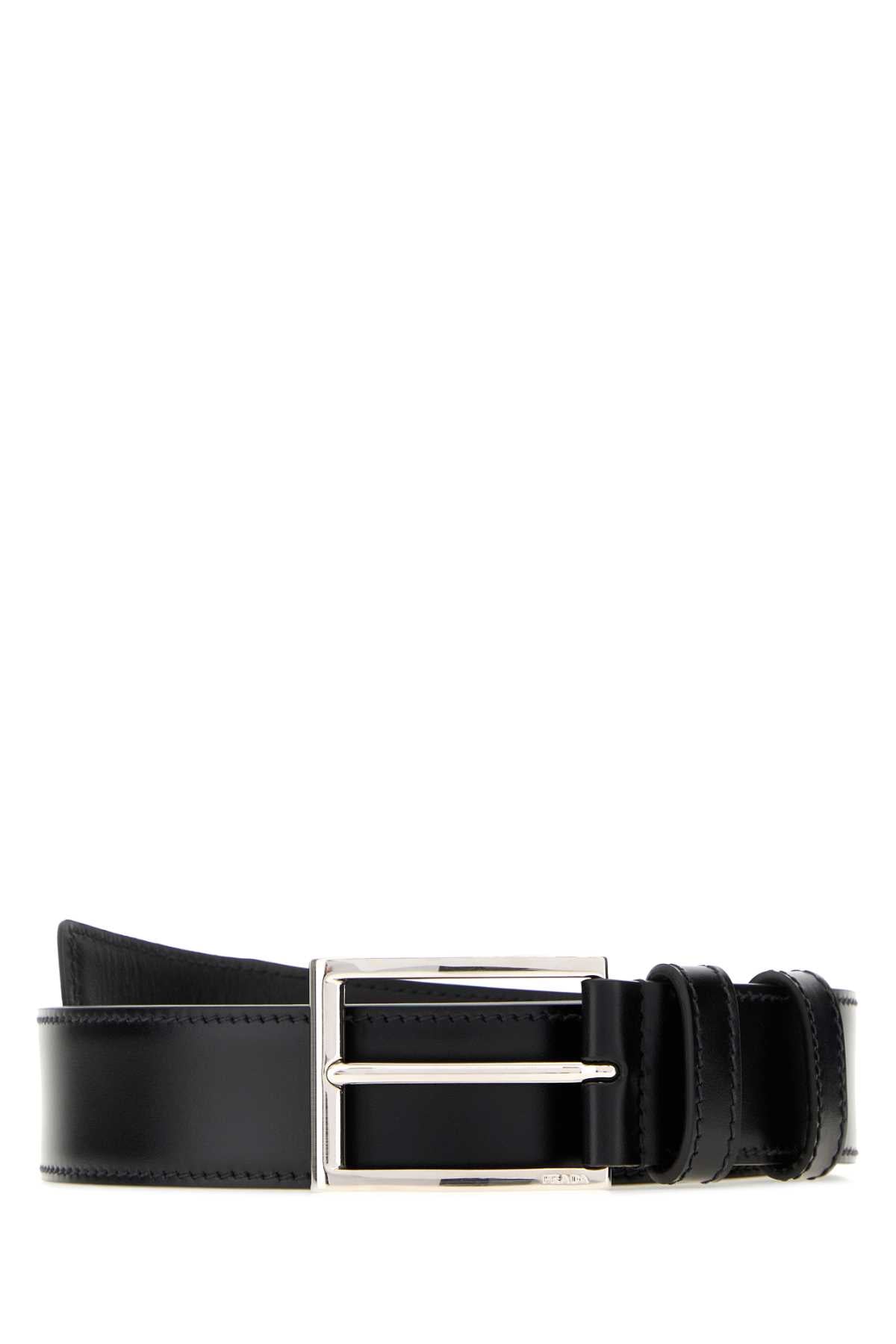 Prada Men Black Leather Belt PRADA