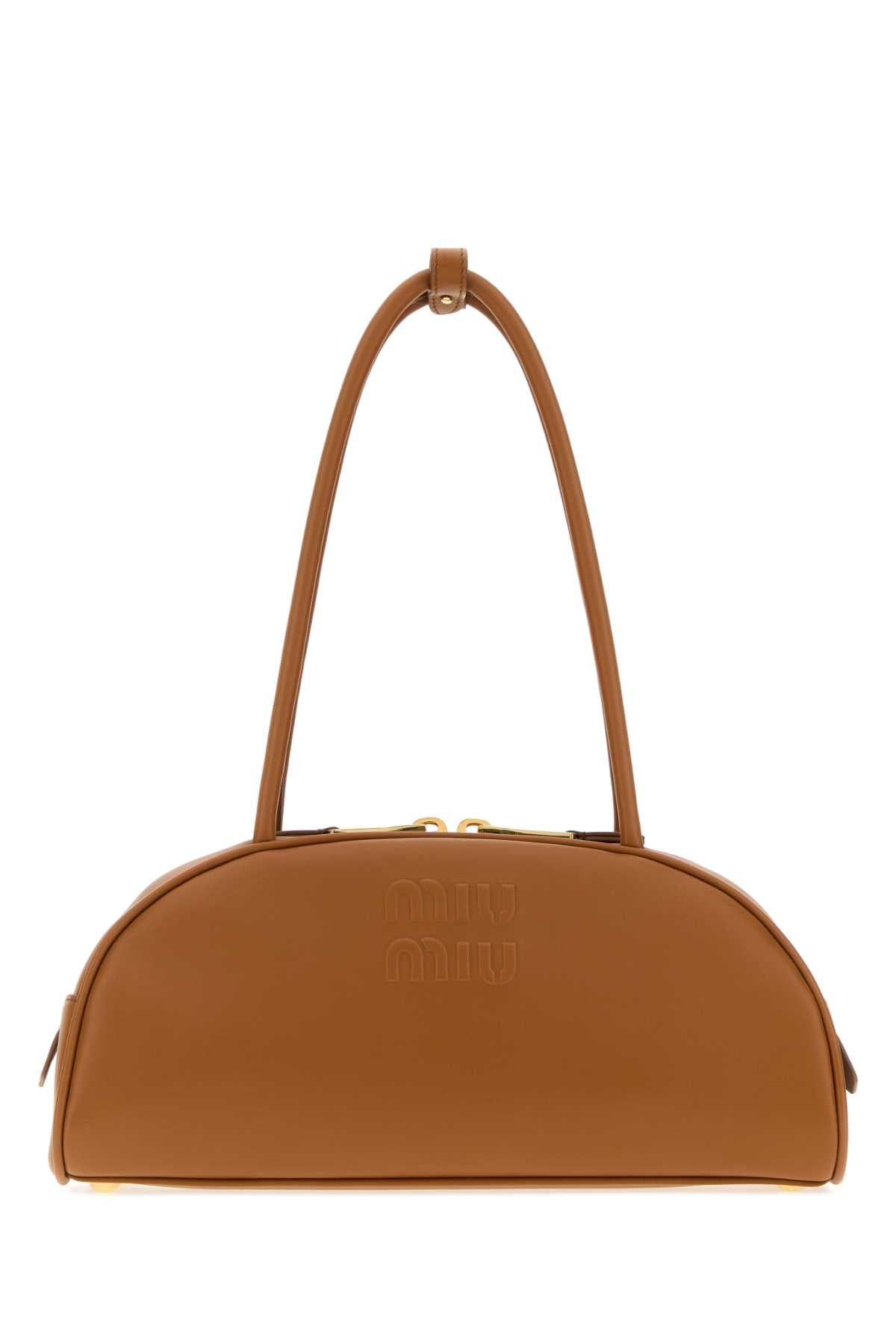 Miu Miu Women Caramel Leather Beau Shoulder Bag MIU MIU