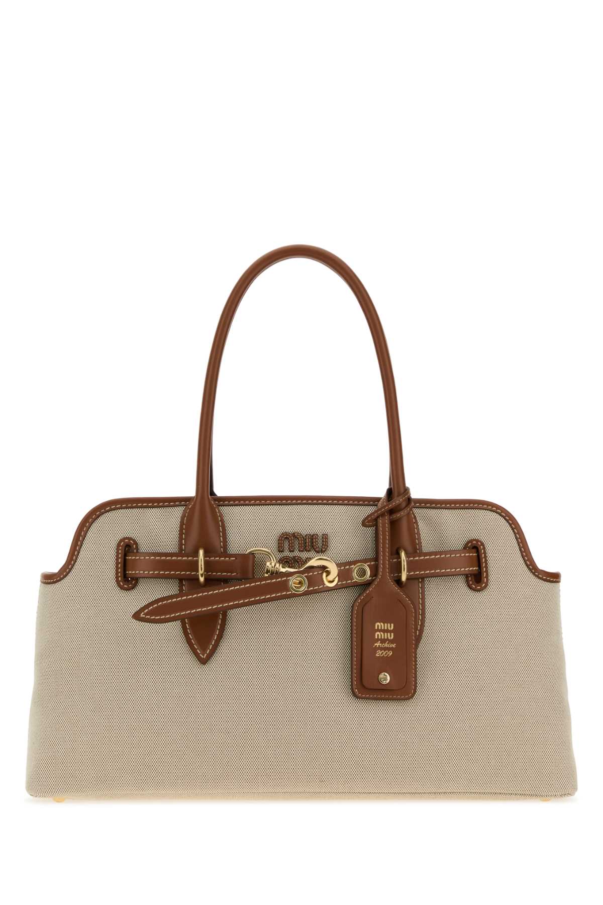 Miu Miu Women Two-Tone Canvas Aventure Shopping Bag MIU MIU