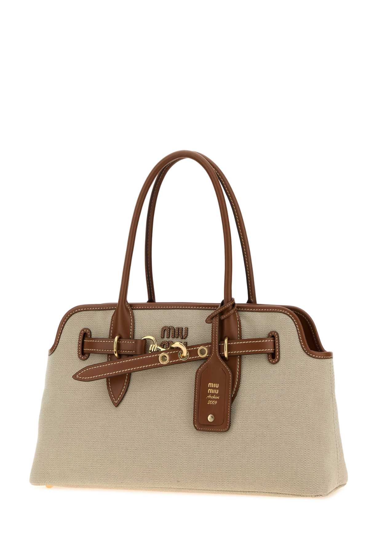 Miu Miu Women Two-Tone Canvas Aventure Shopping Bag MIU MIU