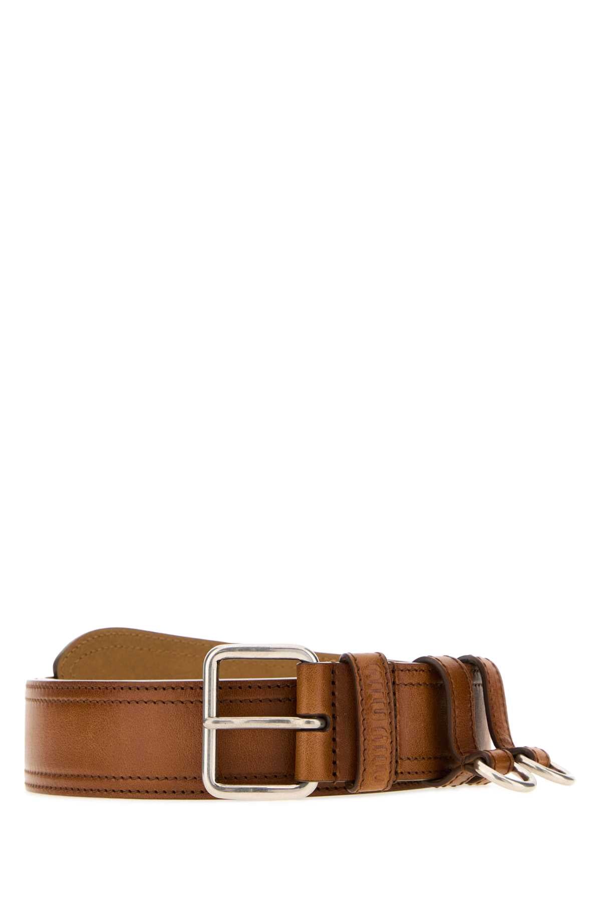 Miu Miu Women Caramel Leather Belt MIU MIU