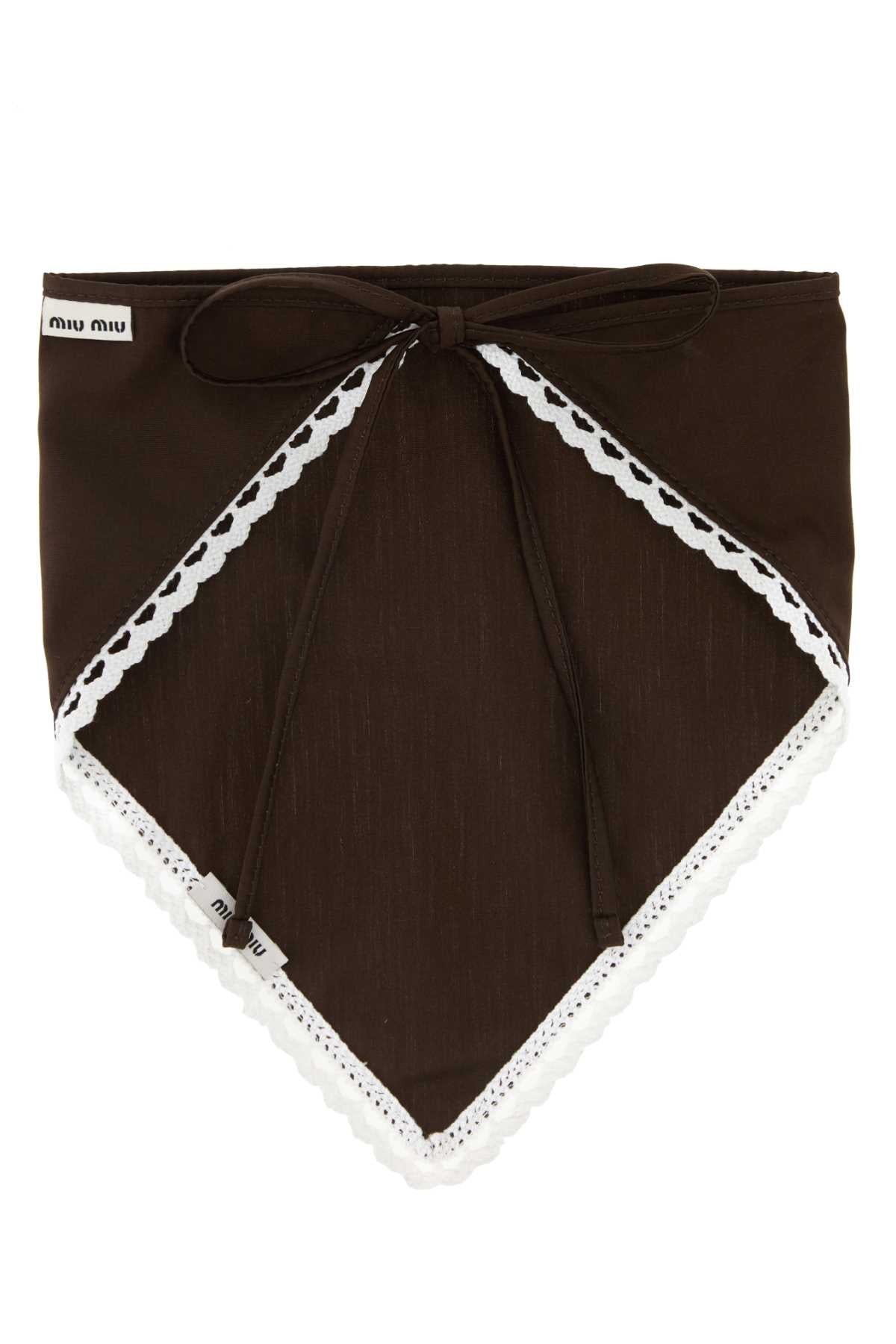 Miu Miu Women Chocolate Poplin Bandana MIU MIU
