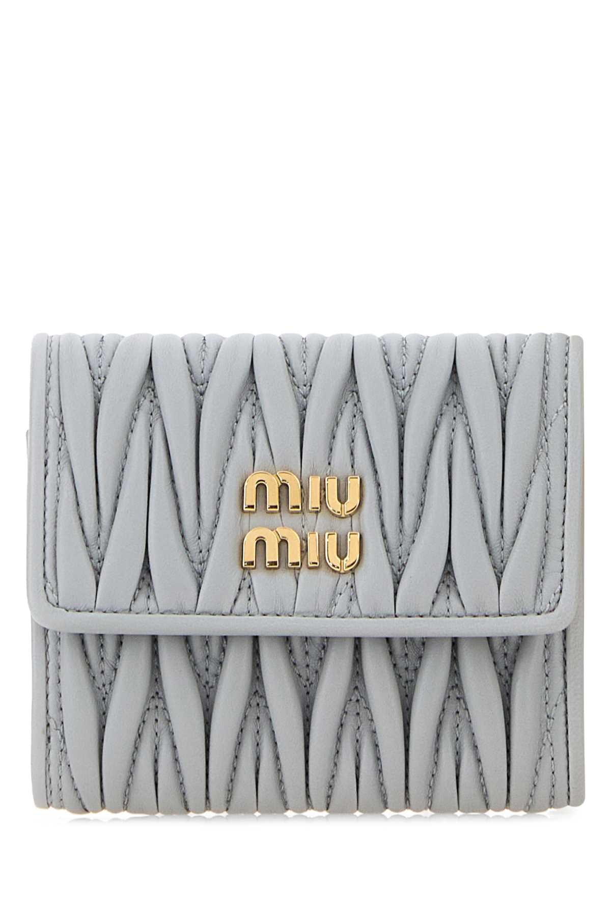 Miu Miu Women Pastel Light Blue Leather Wallet MIU MIU