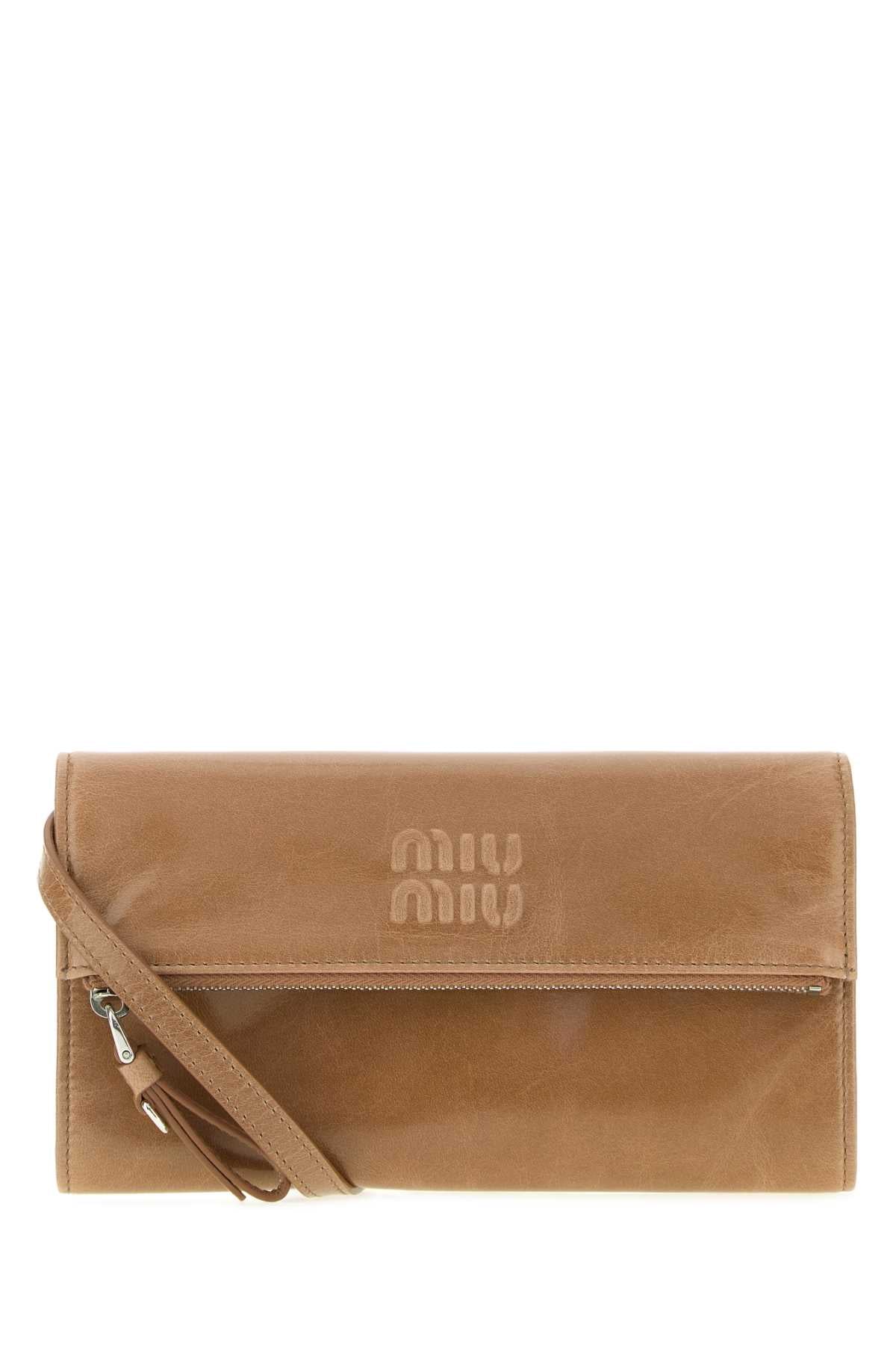 Miu Miu Women Powder Pink Leather Pouch