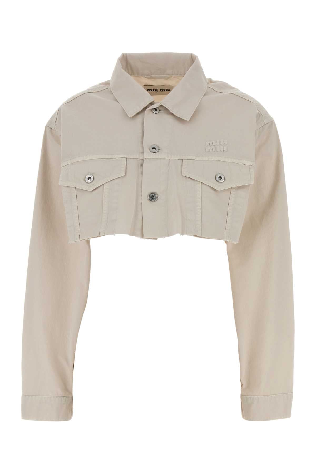 Miu Miu Women Ivory Denim Shirt MIU MIU