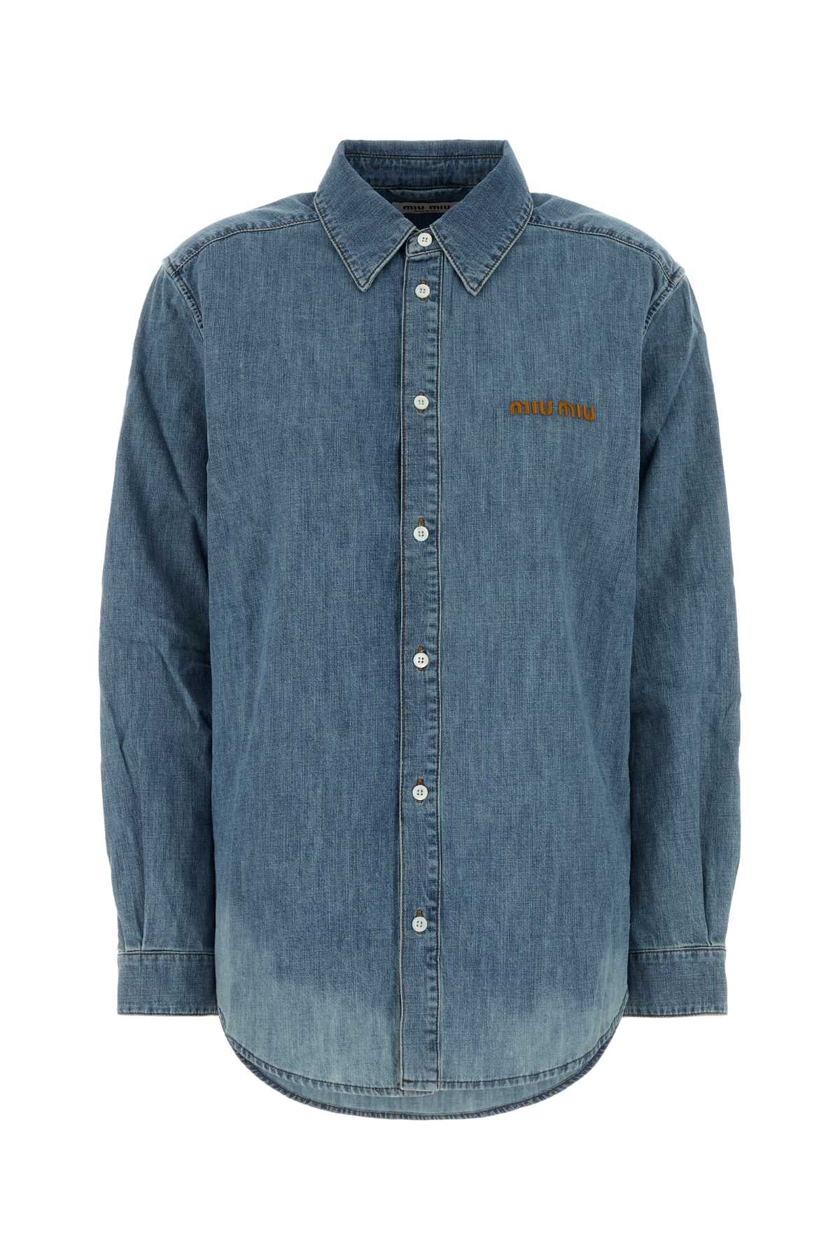 Miu Miu Women Light Blue Chambray Shirt MIU MIU