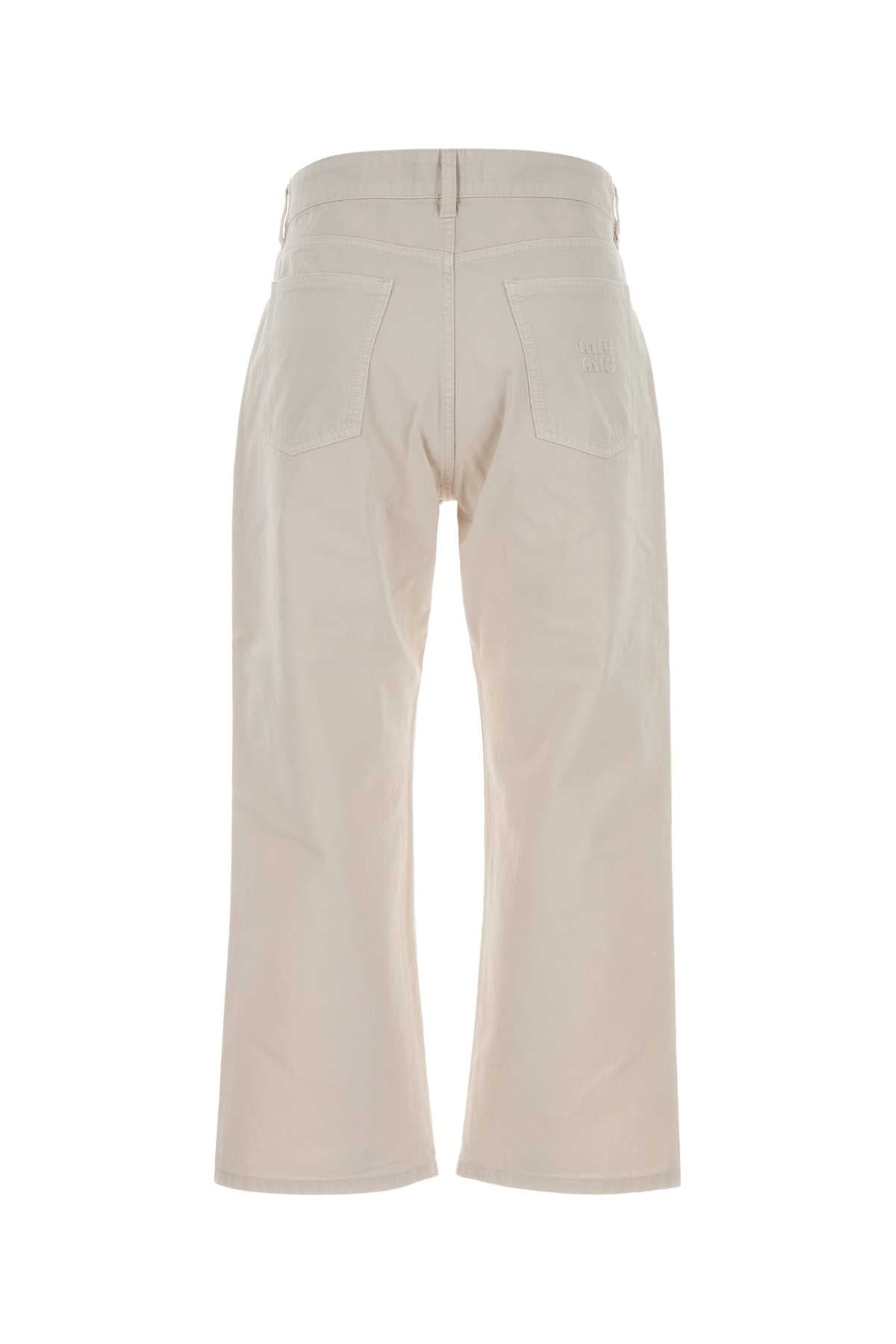 Miu Miu Women Ivory Cotton Pant MIU MIU
