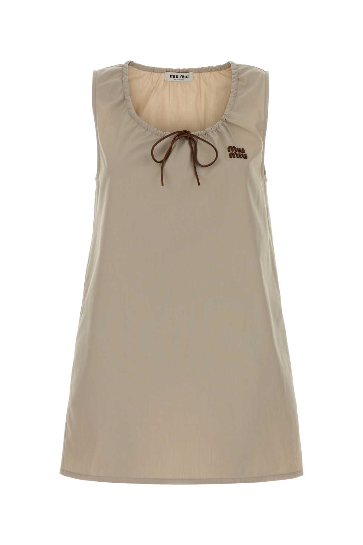 Miu Miu Women Cappuccino Cotton Mini Dress MIU MIU