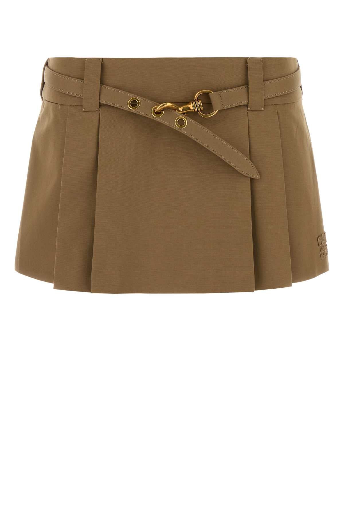 Miu Miu Women Camel Cotton Mini Skirt MIU MIU