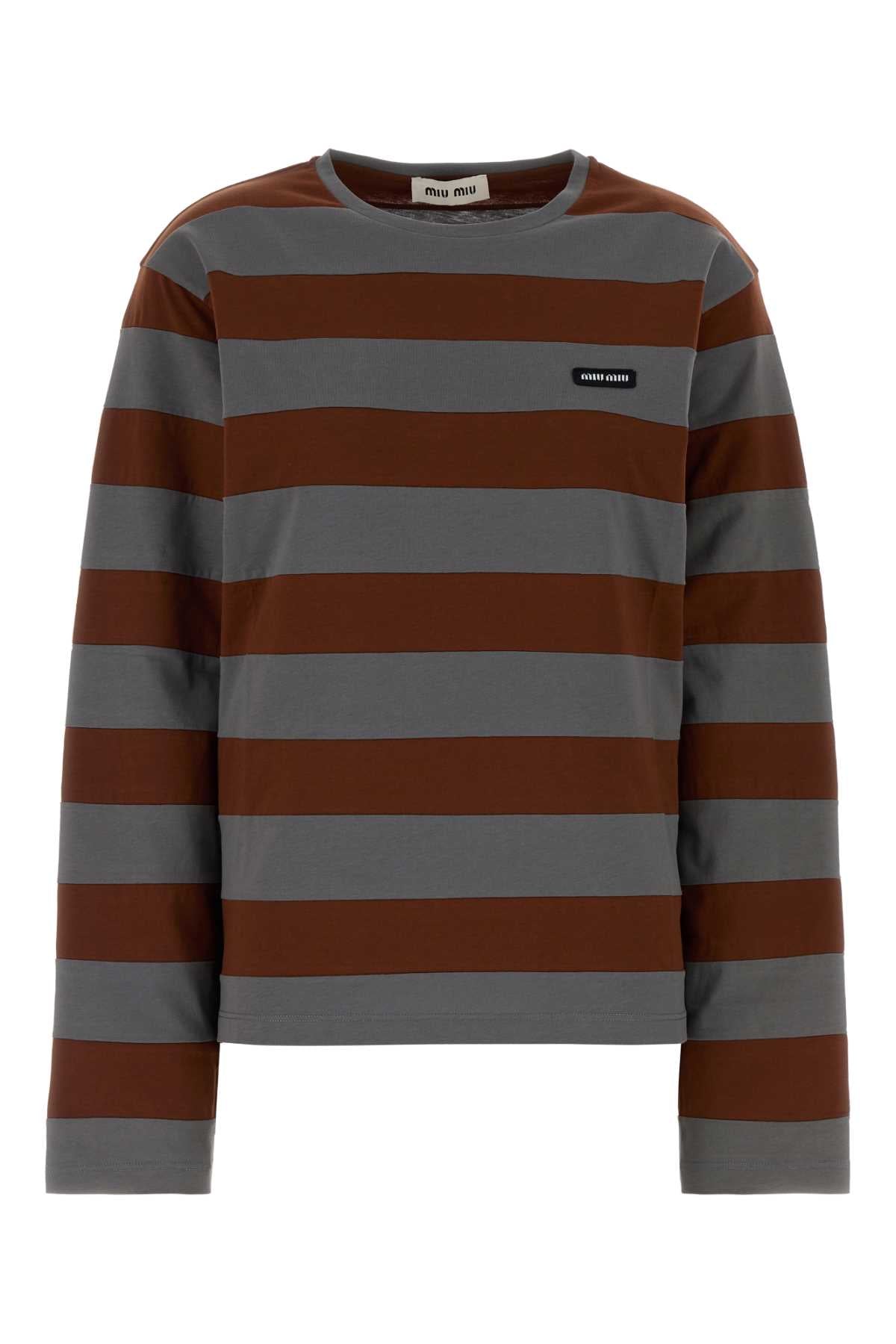 Miu Miu Women Embroidered Cotton Oversize T-Shirt MIU MIU