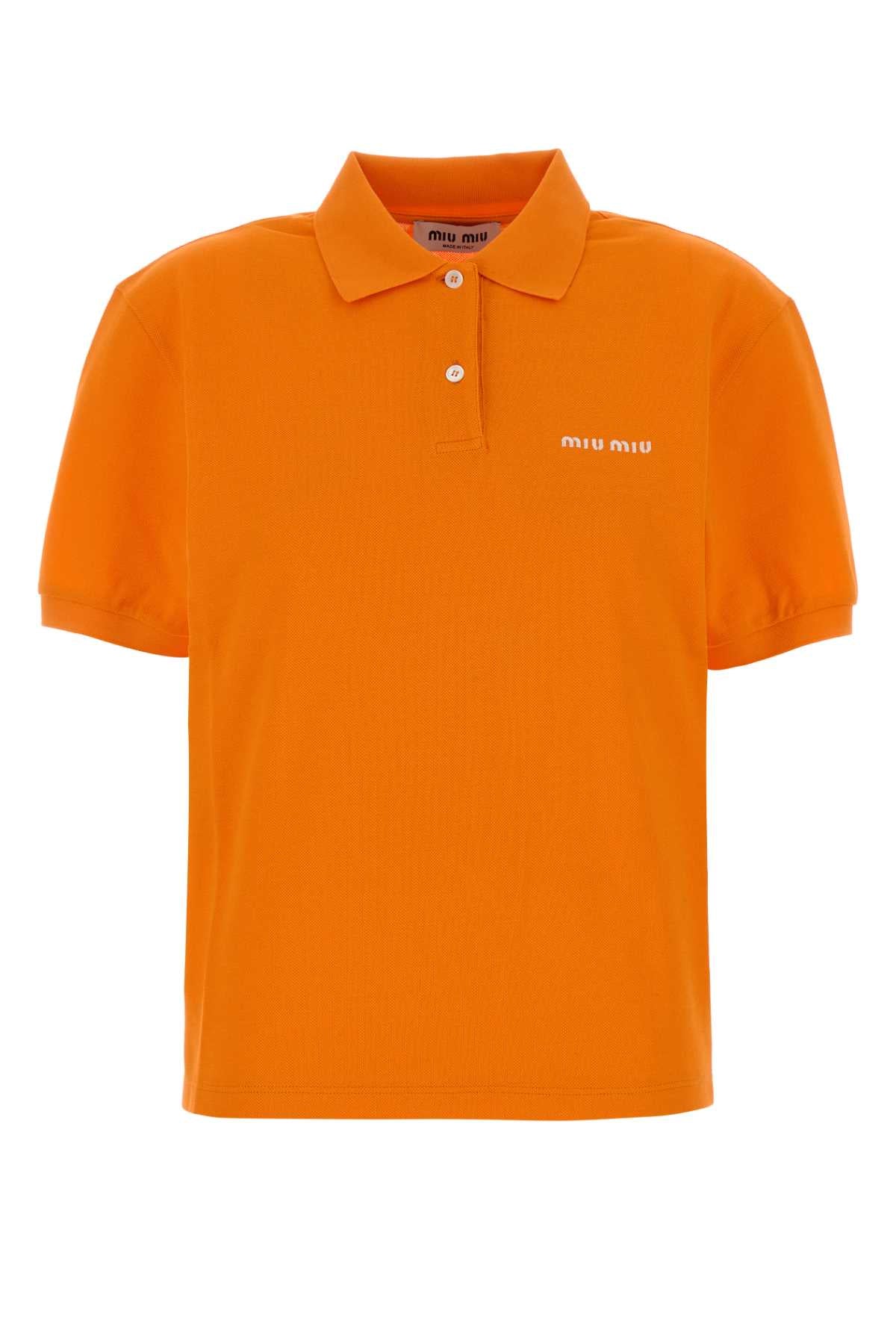 Miu Miu Women Orange Piquet Polo Shirt MIU MIU