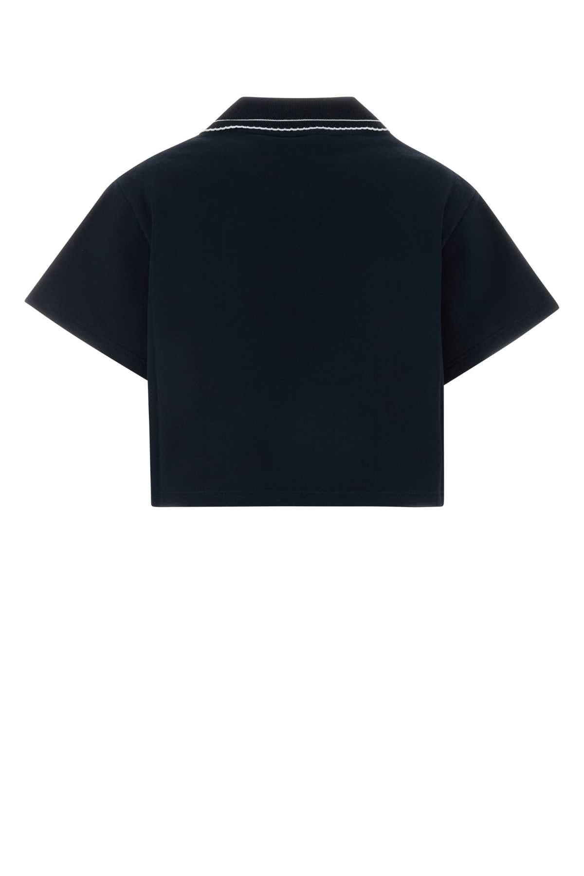 Miu Miu Women Navy Blue Cotton Oversize Polo Shirt MIU MIU