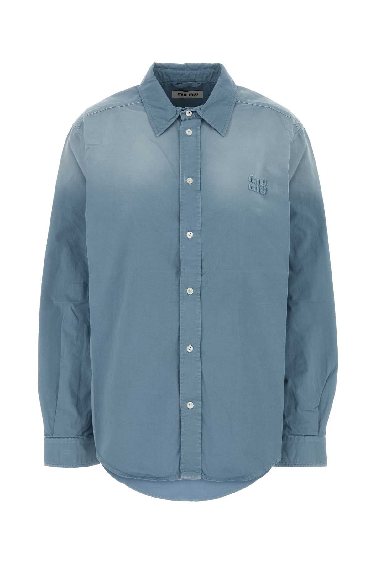 Miu Miu Women Light Blue Twill Oversize Shirt MIU MIU