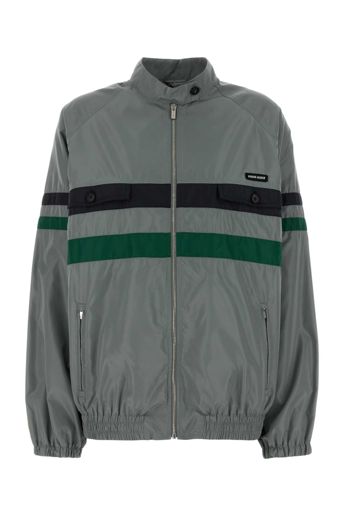 Miu Miu Women Grey Tech Fabric Jacket MIU MIU
