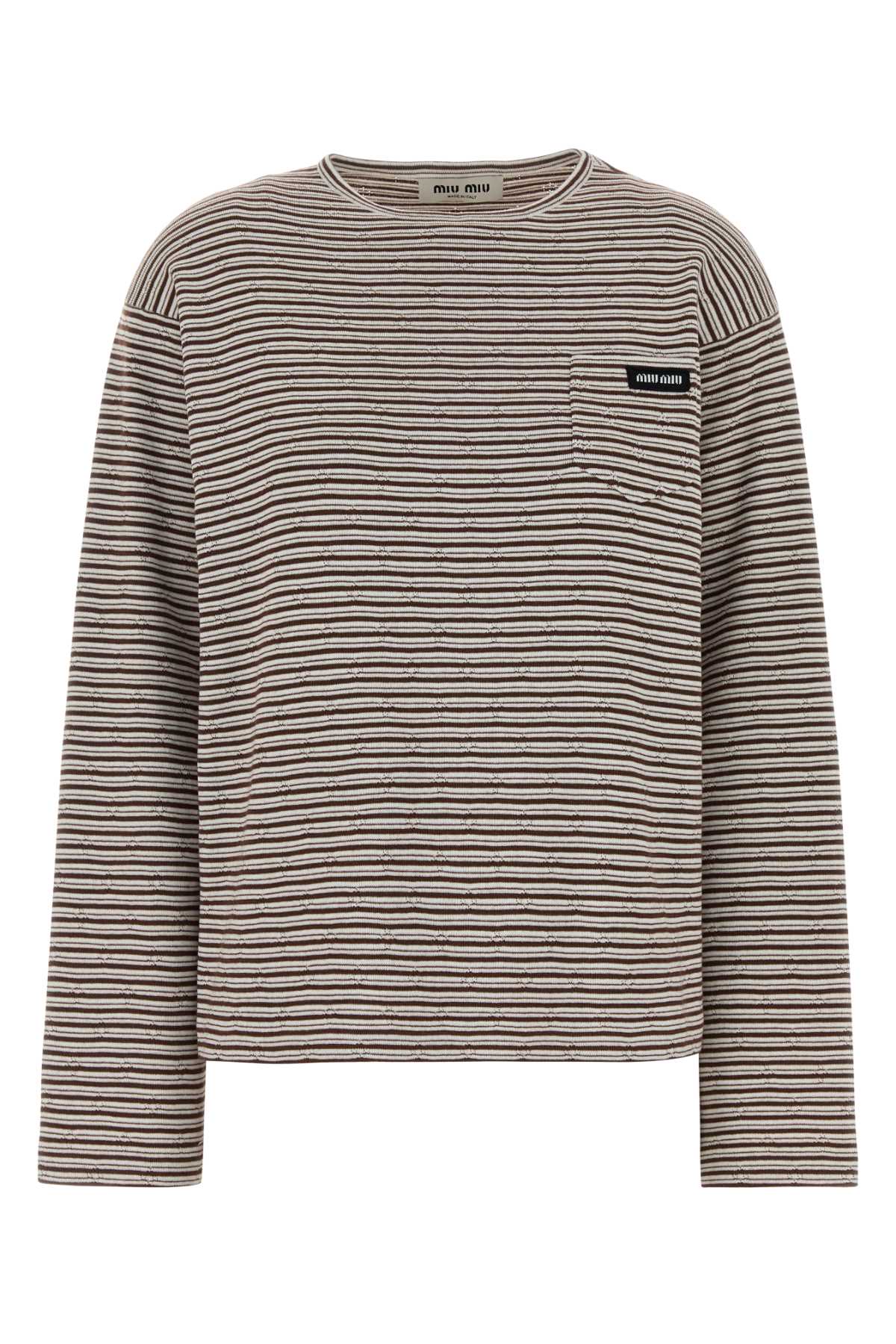 Miu Miu Women Embroidered Cotton Blend Oversize T-Shirt MIU MIU