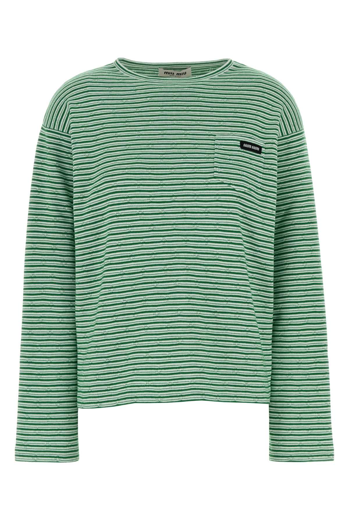 Miu Miu Women Embroidered Cotton Blend Oversize T-Shirt MIU MIU