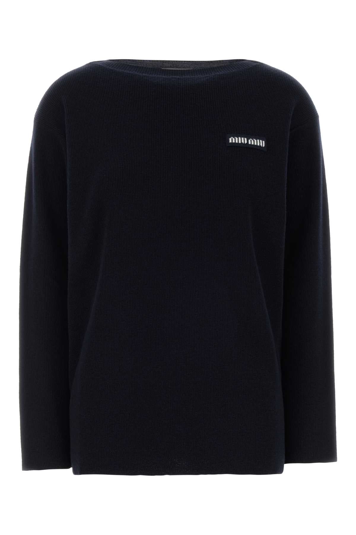 Miu Miu Women Navy Blue Wool Oversize Sweater MIU MIU