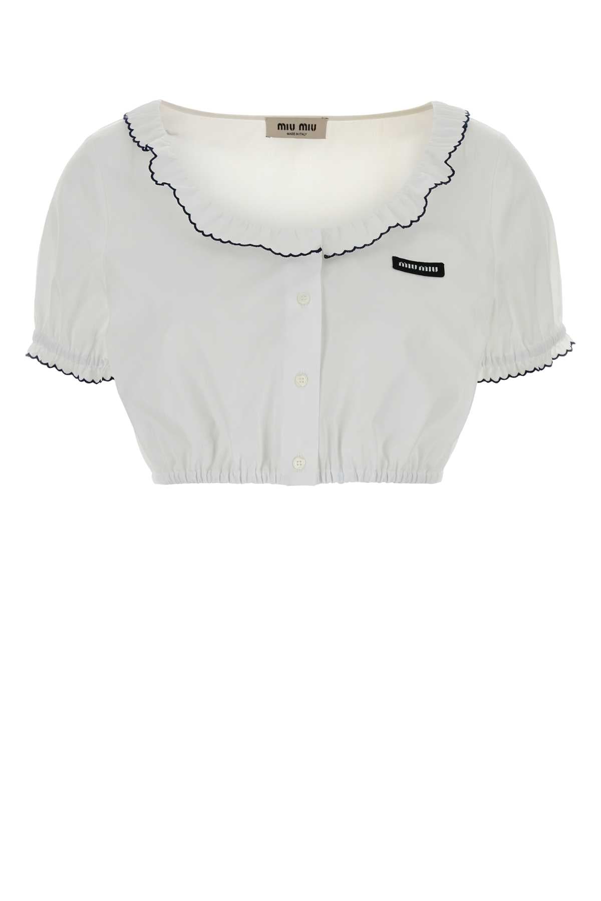 Miu Miu Women White Poplin Top MIU MIU